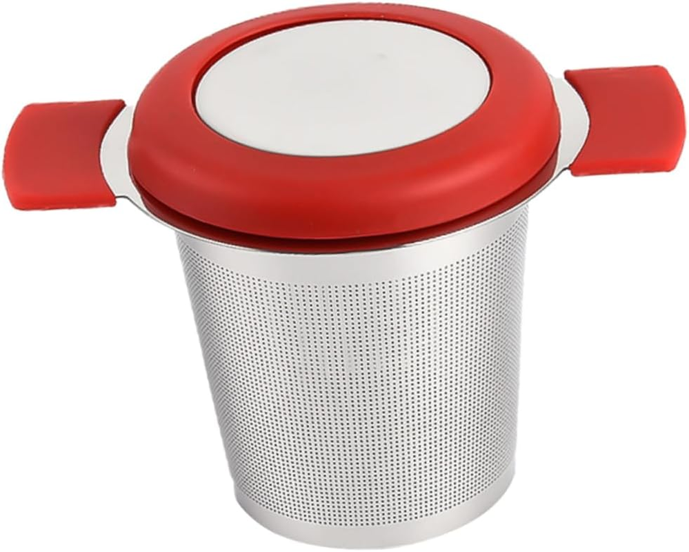 UTHCLO Practical Tea Infuser Filter Loose Leaf Tea Infuser Coffee Filters Infuser for Loose Strainer Trap Mug Filters Espresso Ground Coffee Stainless Steel Leaker Red image number 3