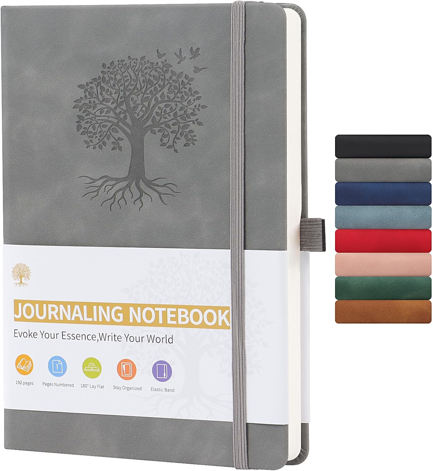 A5 Lined Journal Notebook, 192 Pages Leather Hardcover Notebook for Personal Writing, Study, Office, Travel Records(Brown)