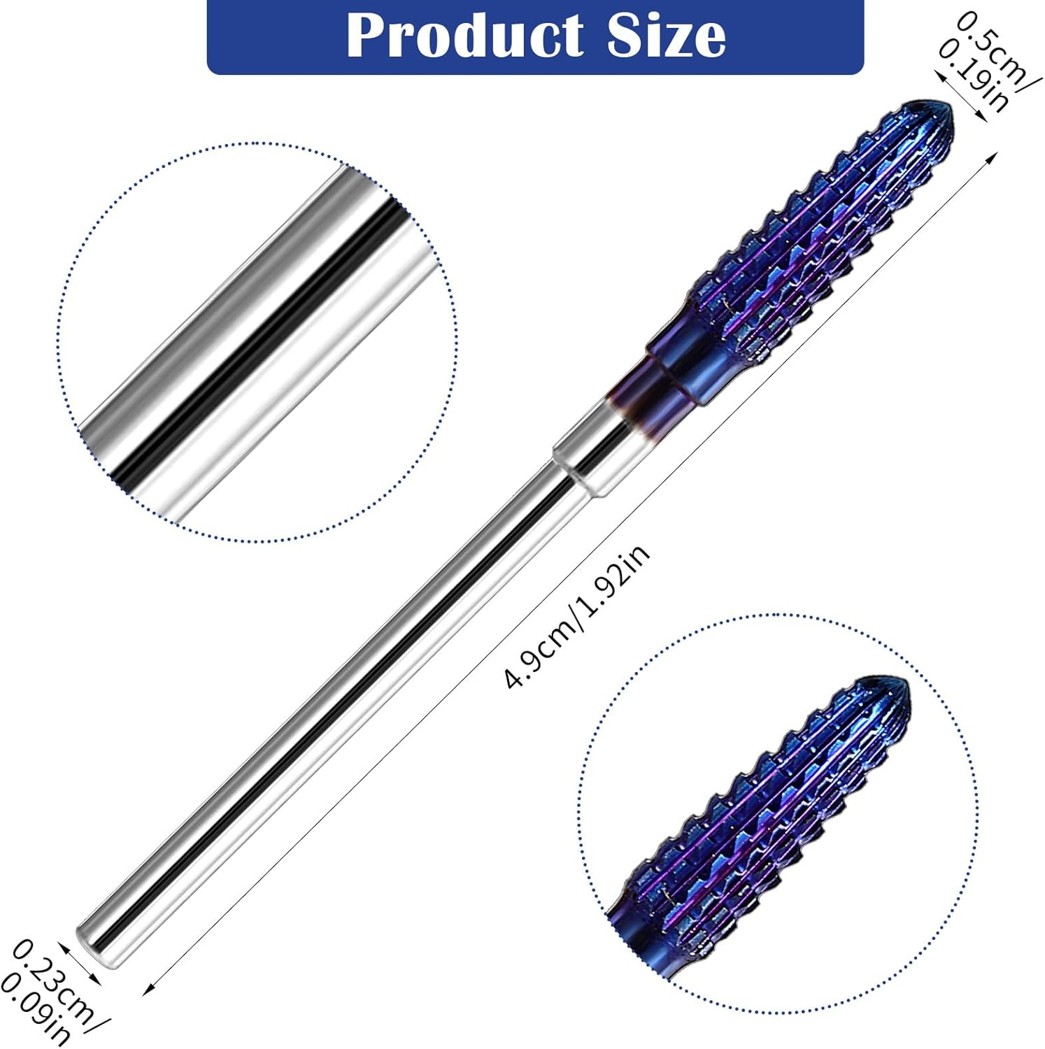 Oruola Only Clean Nail Bit,Cone Carbide Tungsten Cuticle Nail Drill Bits,4Mm Cuticle Bit for Nail Drill,3/32 in Cuticle Bit for Nails Fast Removing Acrylic Hard Gels,Purple