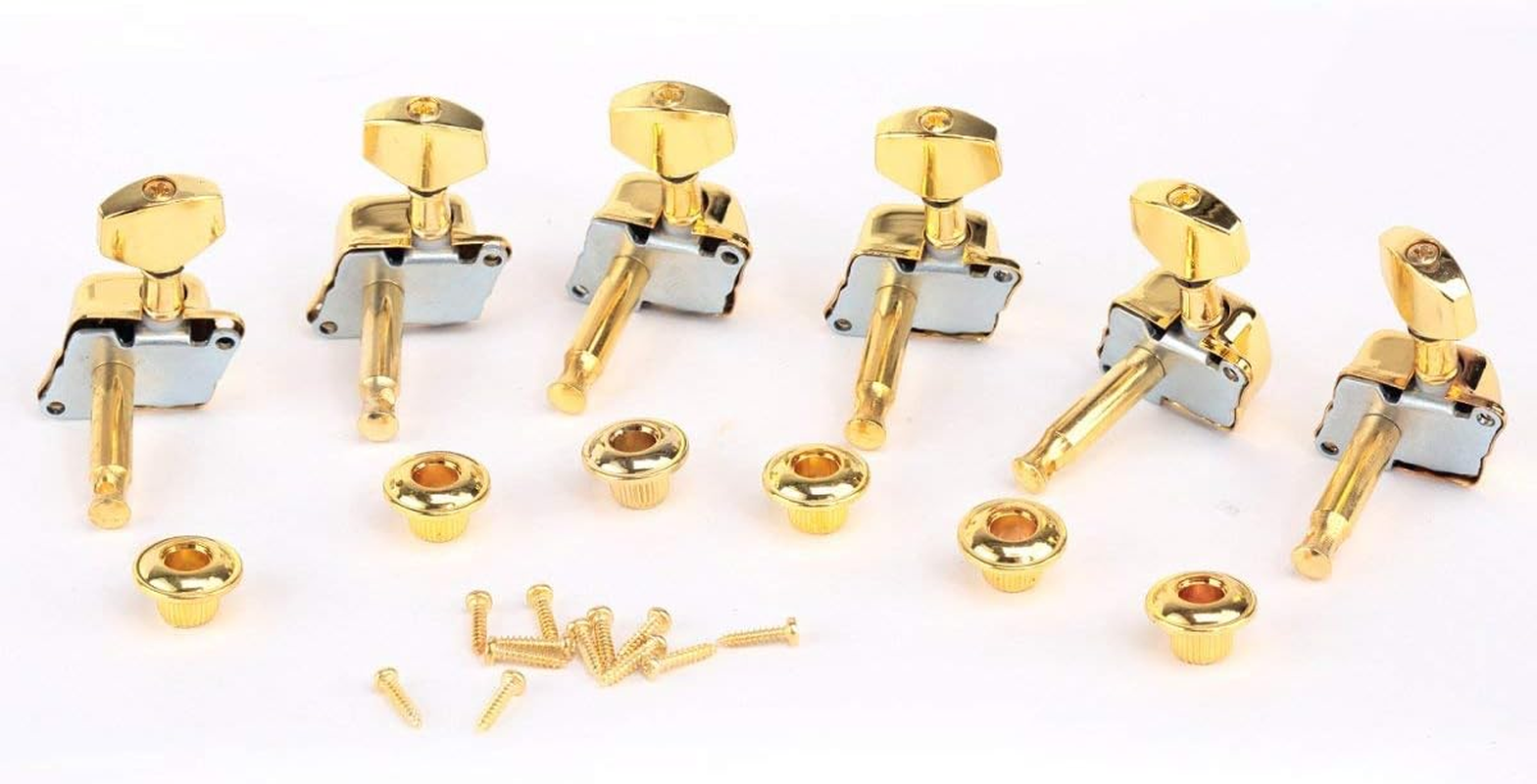 Musiclily 6 in Line Semi-Sealed Guitar Tuners Tuning Pegs Keys Machine Heads Set for Strat Squier Style Electric Guitar, Gold image number 1
