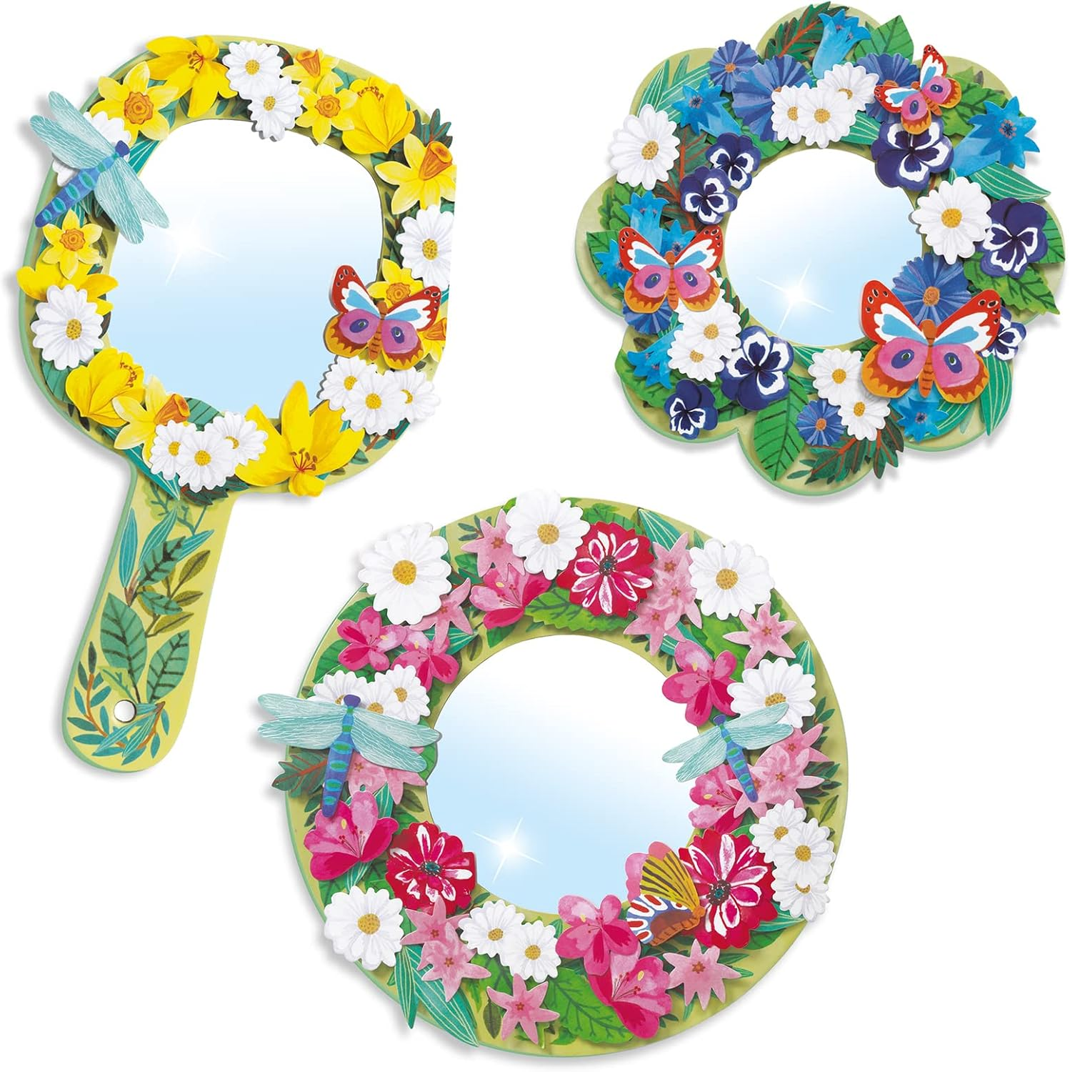 Djeco DJ07908 Do It Yourself Pretty Flowers Mirror Craft Activity image number 4