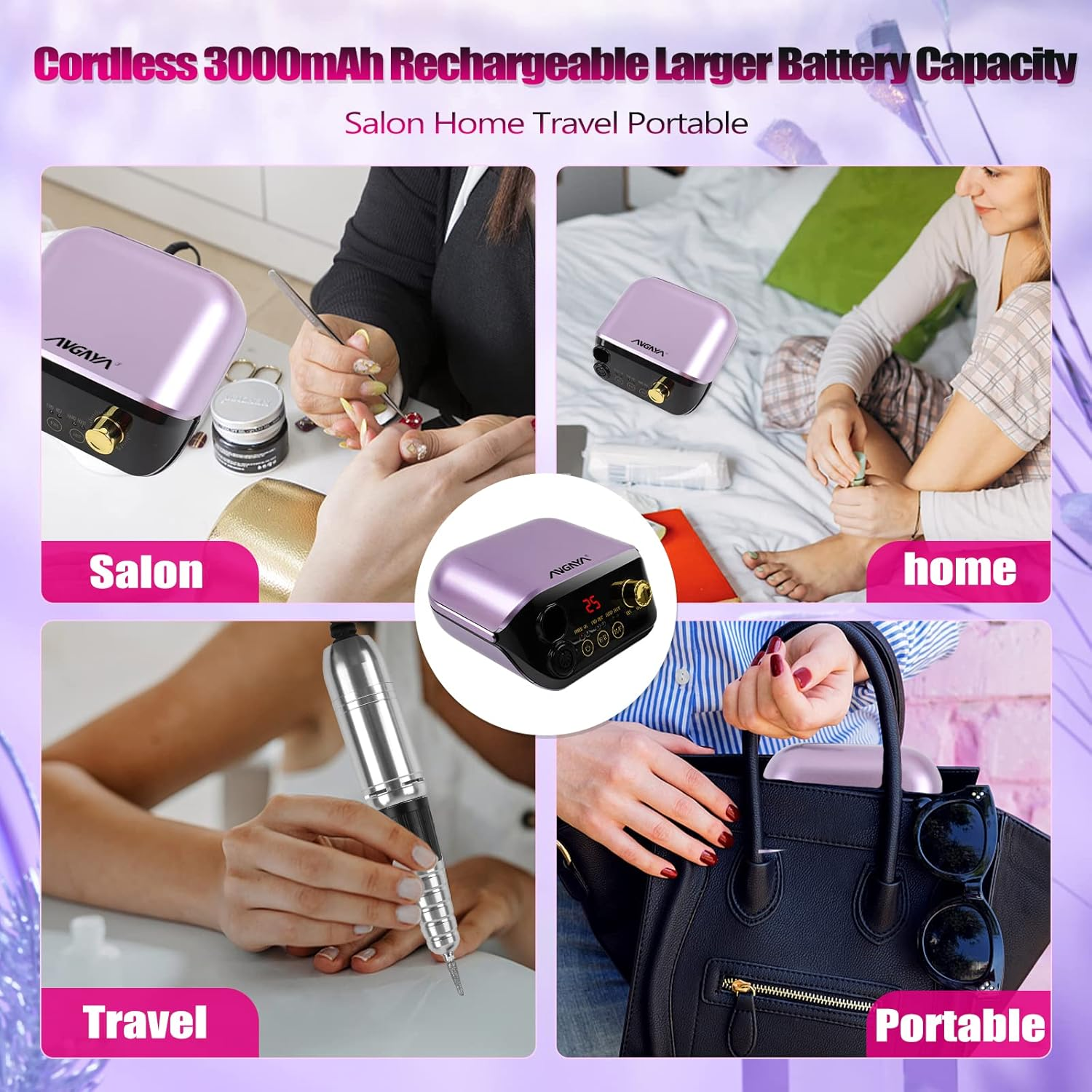 ANGNYA Nail Cutter 35000 Rpm Professional Nail File 6 in 1 Hand and Foot Care Device Manicure Pedicure Set for Gel Nails Acrylic Nails Callus Removal Nail Salon image number 5