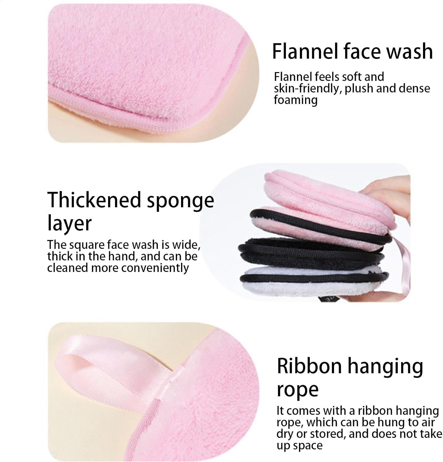 Washable Makeup Remover Pads | 4 Count Reusable Rounds for Face,Eco-Friendly Washable Face Cleansing Eco Pads for All Skin Types image number 3