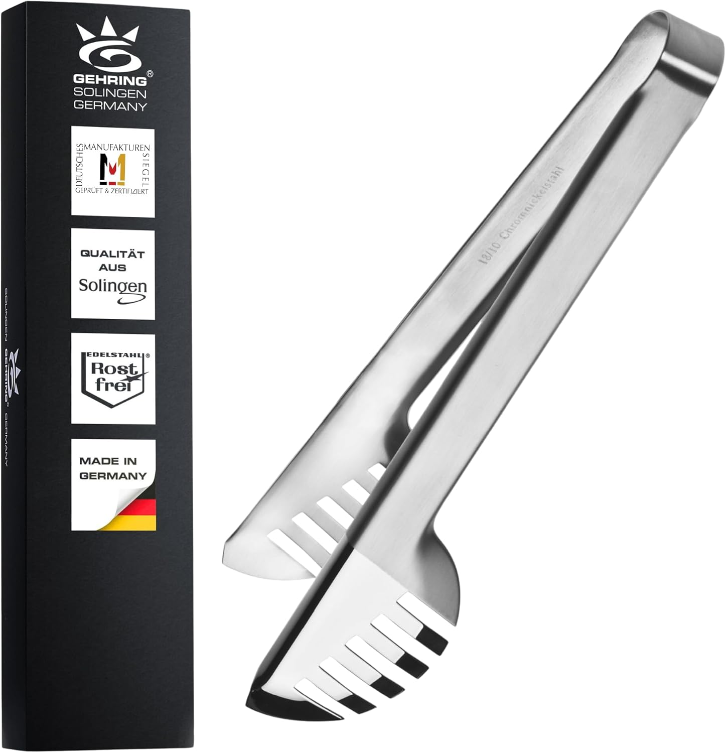 Gehring Solingen Spaghetti Tongs, Stainless Steel, Serving Tongs for Pasta and Pasta, Dishwasher Safe, Stainless Steel Cutlery