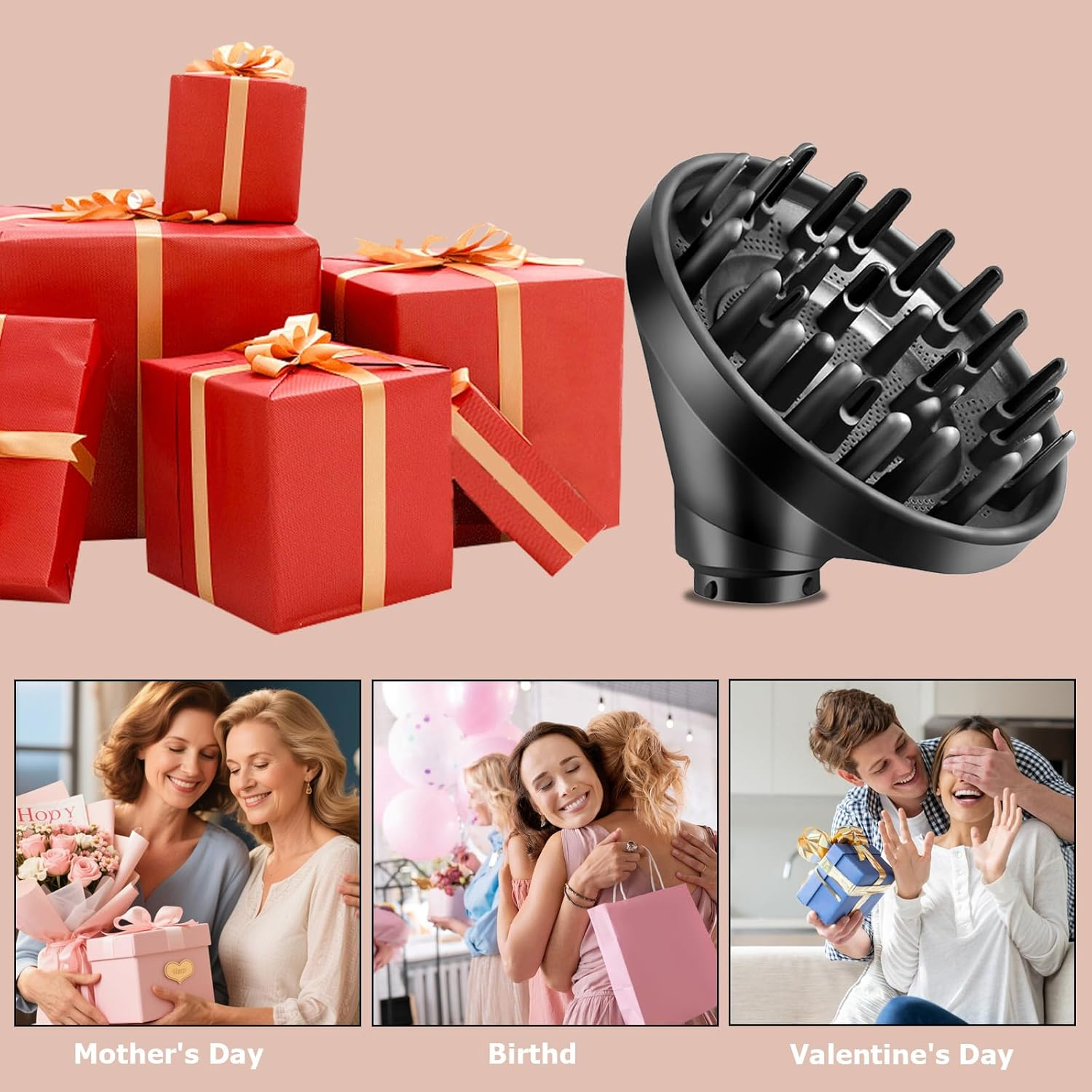 Upgraded Diffuser Attachment Compatible with Dyson Airwrap, Hair Dryer Diffuser Nozzle Attachment for Airwrap Styler, Lightweight Travel Hair Tool for Home & Salon Styling image number 1