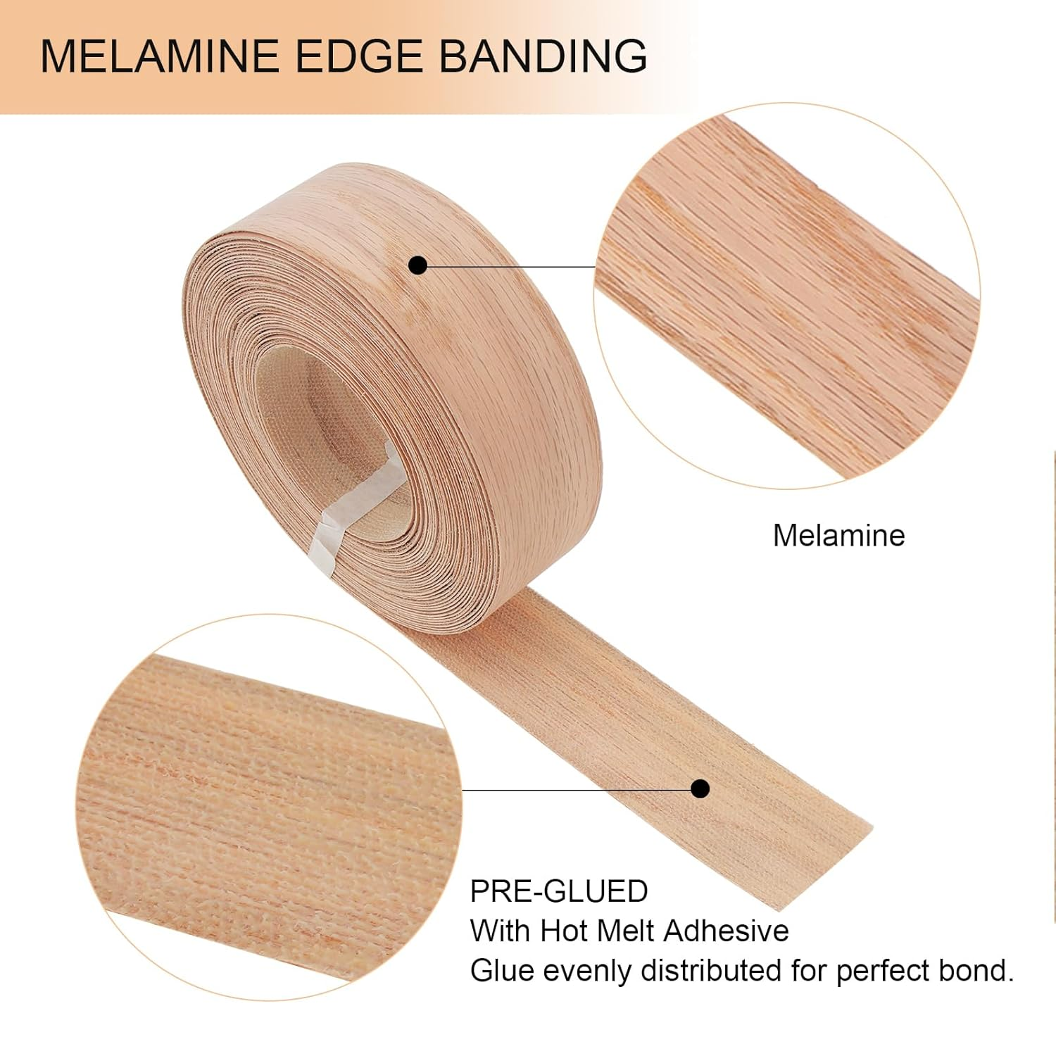 PNXKTXO Oak Edge Banding 2 Inch X 50Ft Roll Wood Veneer Edging Strips Real Tape Banding for Cabinet Furniture Repair image number 3