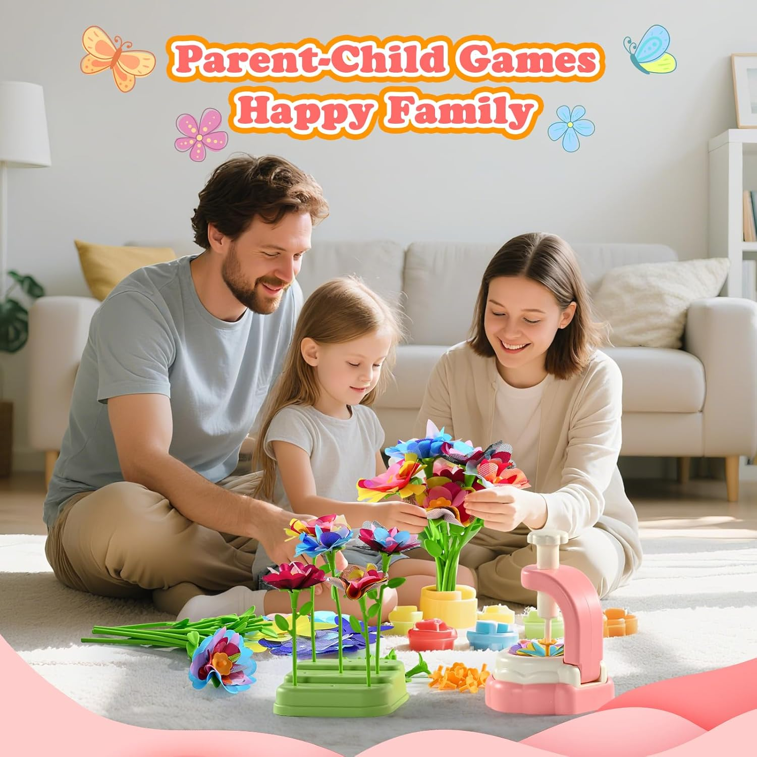 Blueswan Fabric Flower Bouquets Toys,Diy Craft Kits Toys for Kids,Arts and Crafts for 4 5 6 7 8 Year Toddler Girls,Birthday Gifts for Girls,Educational Activity for Preschool Kids image number 6