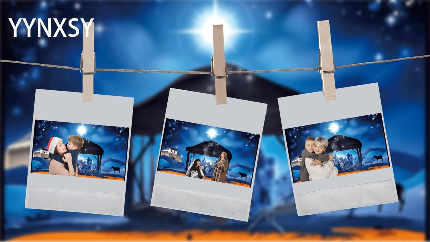 YYNXSY 7X5FT Fabric Nativity Scene Backdrop Christmas Star Night Star of Bethlehem over Desert Birth of Jesus Background Christmas Nativity Decorations Religious Belief Bible Story Photo YY-3904 image number 4