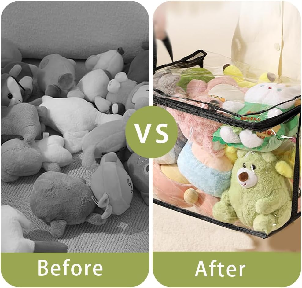 4-Pack Transparent Toy Storage Bags, Foldable Hand-Held Storage Bags, Dust-Proof and Large Capacity, for Building Blocks, Board Games, Puzzles, Children'S Books, Clothes Storage (Black) image number 4