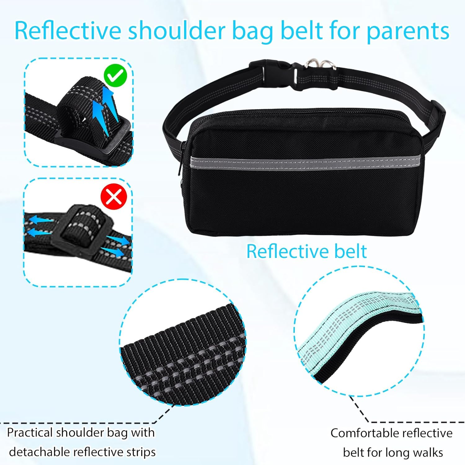 Sinbana Safety Waist Leash Harness for Kids, Hands-Free Safety Walking Harness with Reflective Waist Pocket Bag and Durable Bungee Secure Public Walking Accessory for Special Need Child
