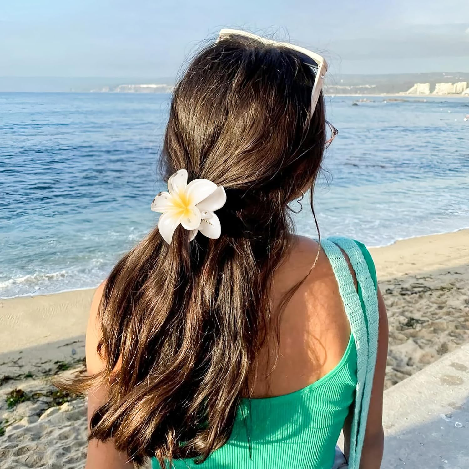 6 Pcs Flower Hair Claw Clips, Hawaiian Hair Clips for Women, Beach Cute Hair Accessories image number 5