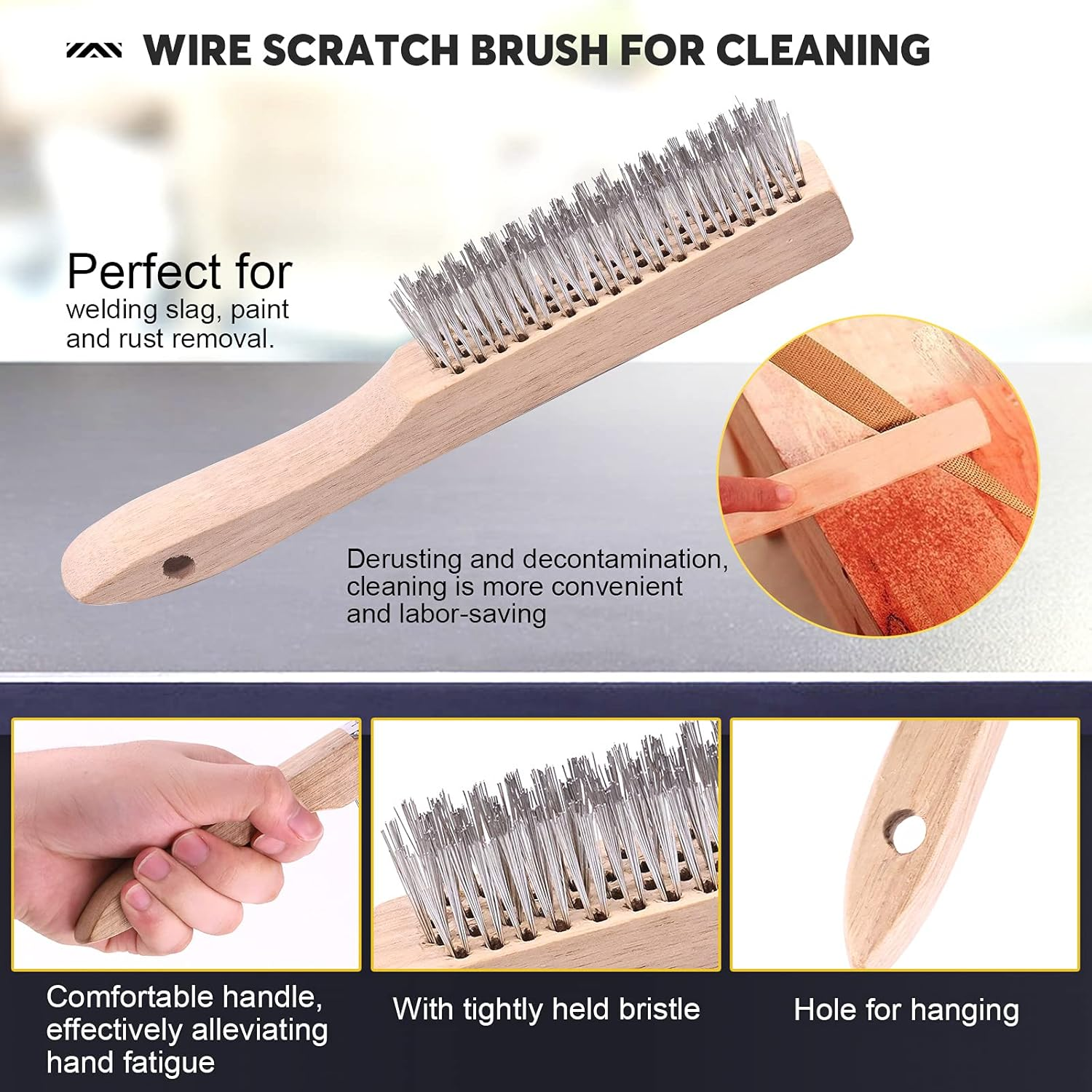 Mardatt 6Pcs Industrial Slag Removal Welding Tools and Accessories Includes 10 Inch Welding Chipping Hammer, 8 Inch Welding Pliers, Wire Brush, Welding Gloves, Wire Gauge, Metal Sheet Thickness Gauge image number 4