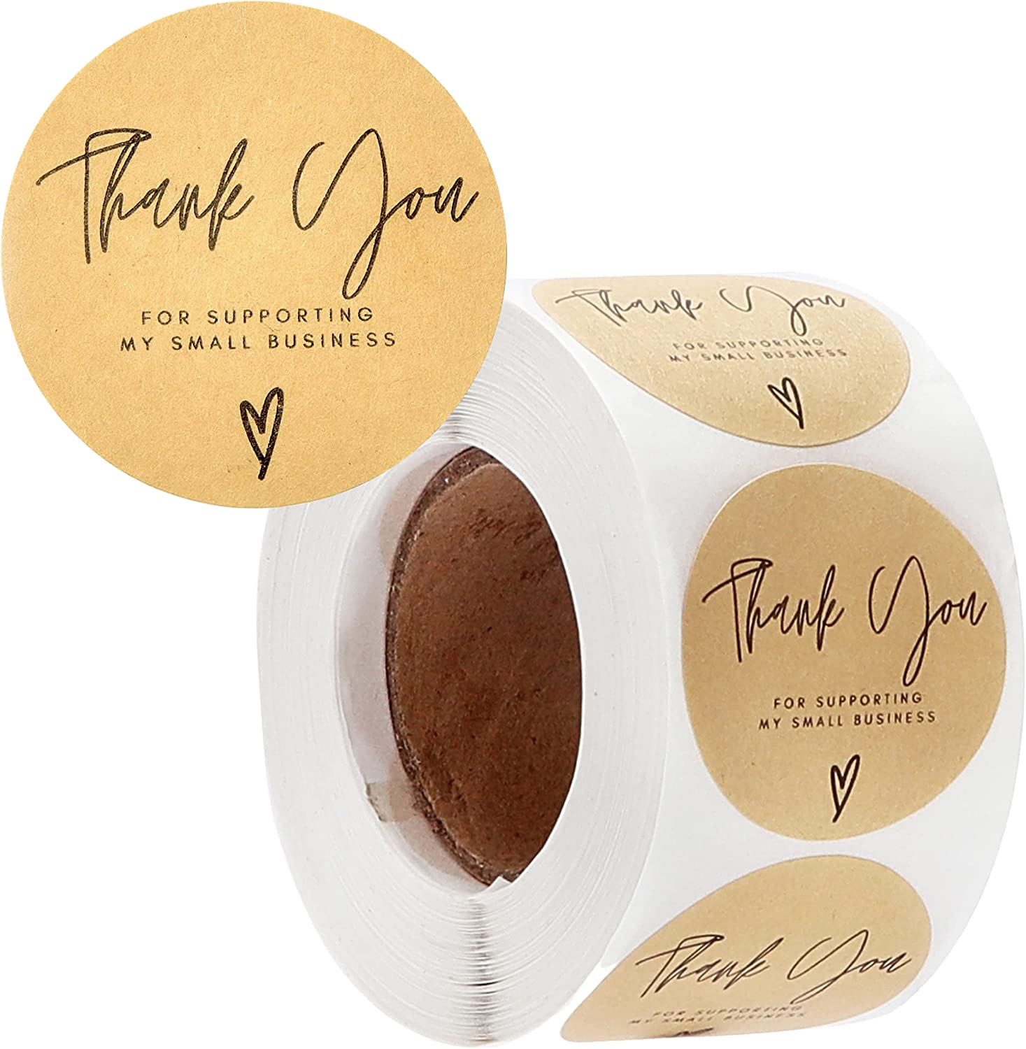 Thank You Business Stickers Roll | 1.5" Inch Roll 500 Kraft Stickers | Kraft Label Stickers Thank You for Supporting My Small Business | Small Business Owner Label Tags image number 3