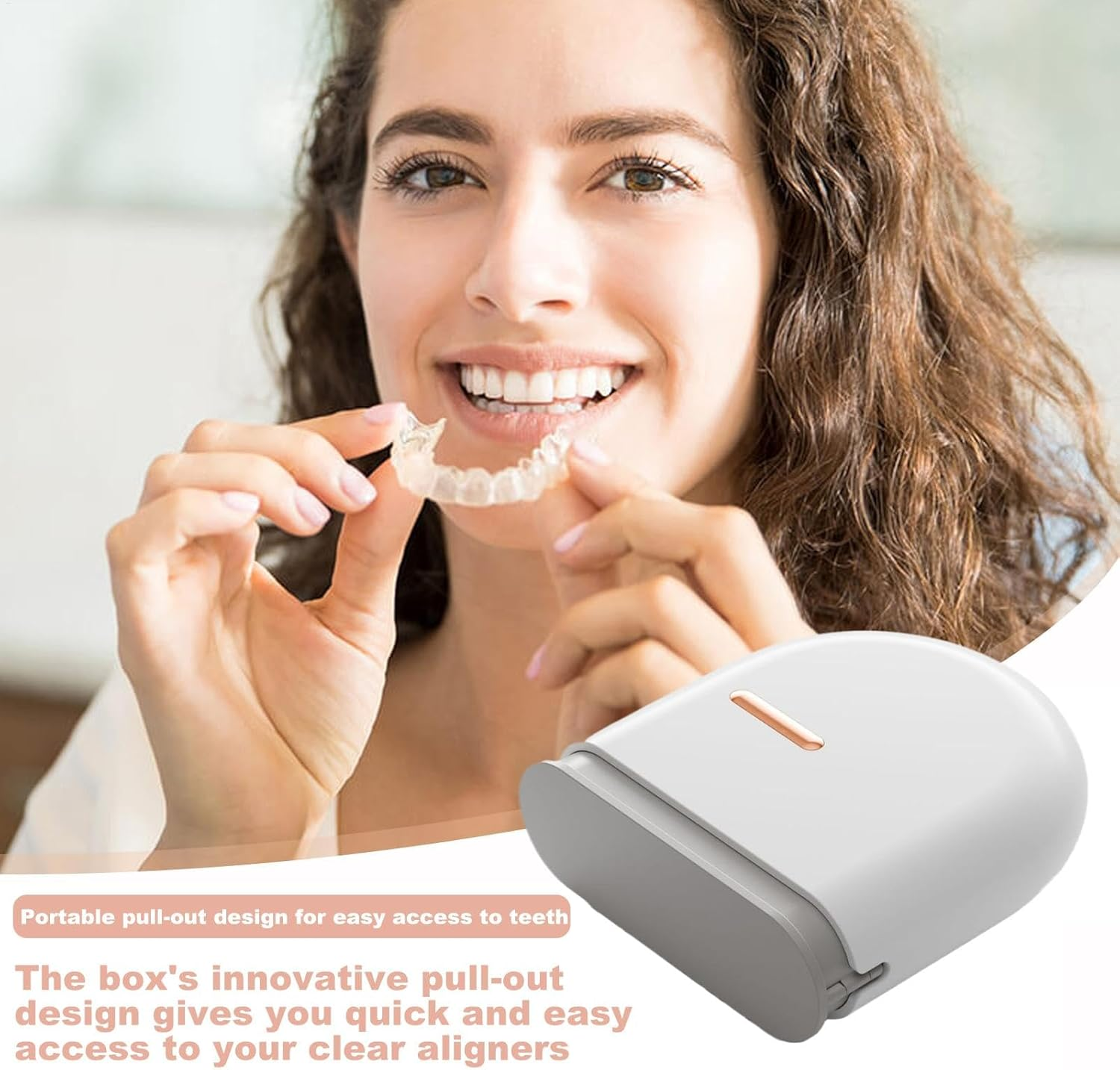 Retainer Cleaner Case - Pull-Out Invisible Grinding Teeth Guard Holder with Ventilation Holes | Retainer Holder Case, Portable Braces Storage Box, Large Capacity Retainer Cases for Women, Men, Adult, - White image number 2