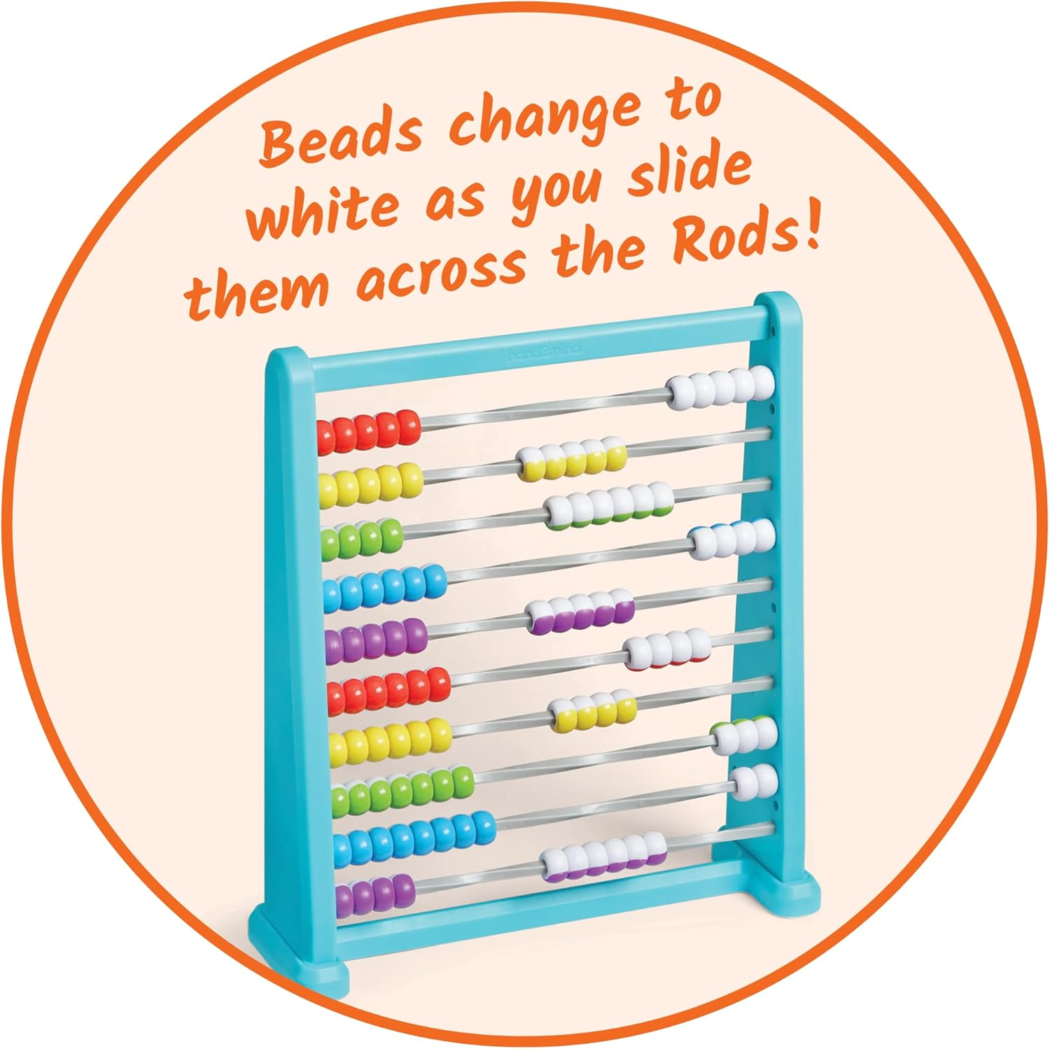 Hand2Mind Color Changing Plastic 100 Bead Abacus for Kids Math, Counting Rack, Manipulatives Kindergarten, Educational Toys for Elementary Kids (Set of 1) image number 6
