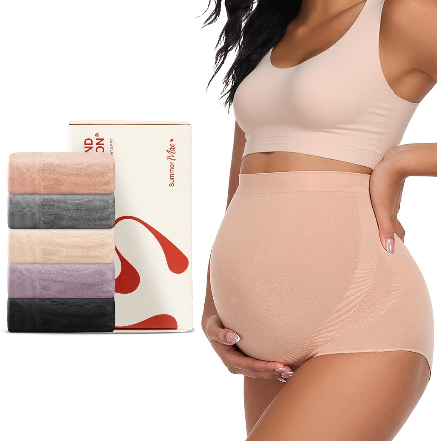 Summer Mae Maternity Underwear Soft Breathable High-Waist Pregnancy Seamless over Bump Panties for Women