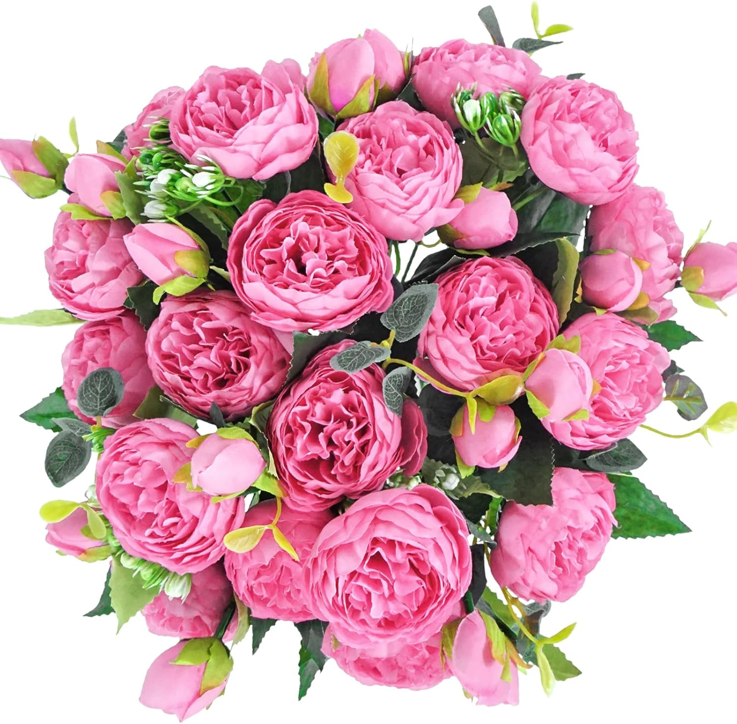 Lenamos 4 Packs Peonies Artificial Flowers, Silk Flowers Fake Peonies Artificial Flowers Peonies Bouquet for Centerpiece Table Wedding Party Home Decor (Rose Pink)