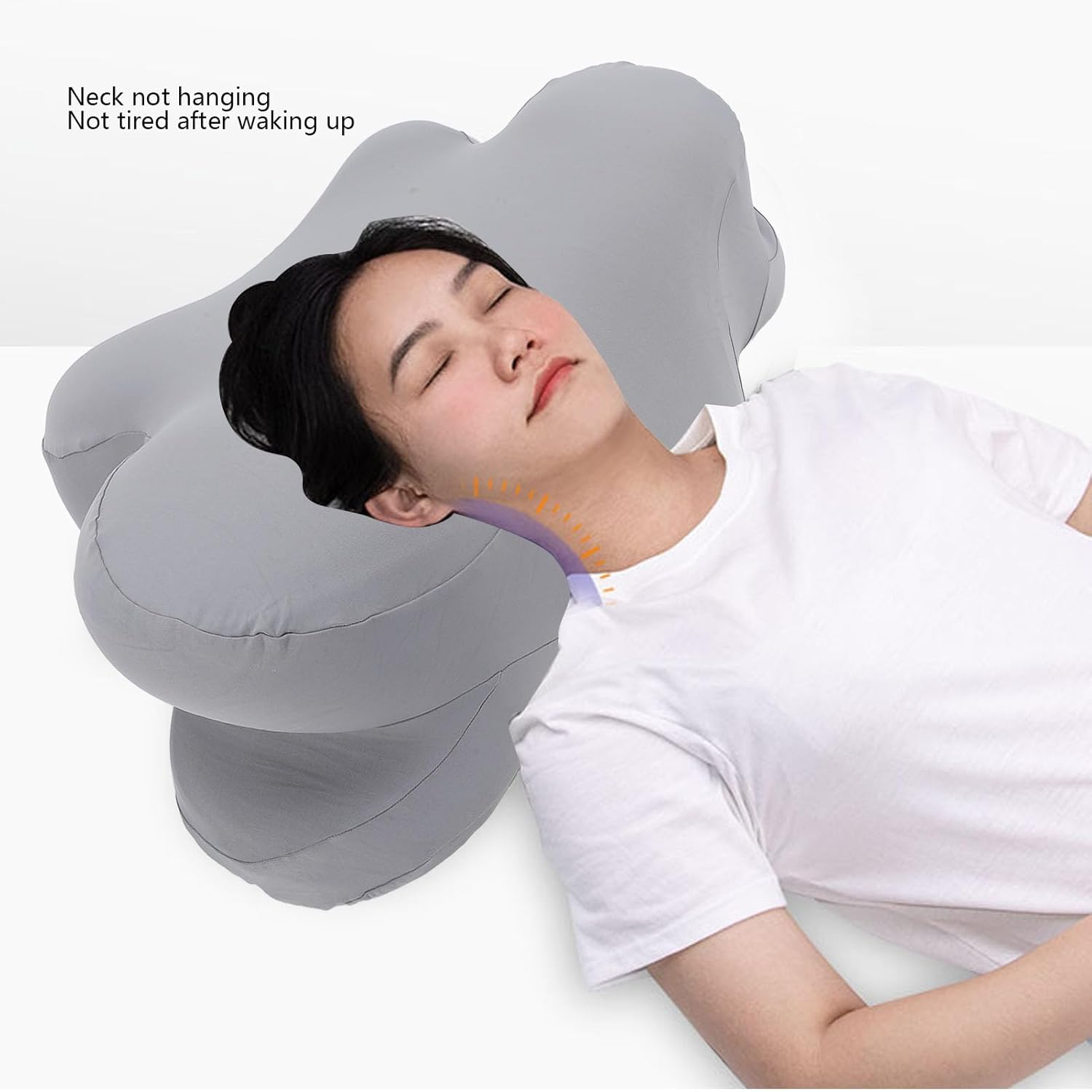 Neck Pillow, Memory Foam Pillow, Ergonomic Neck Support Pillow with Side Arm Cutout, Removable Breathable Pillow, Adjustable Orthopedic Bed Pillow for Side Back Stomach Sleeper image number 5