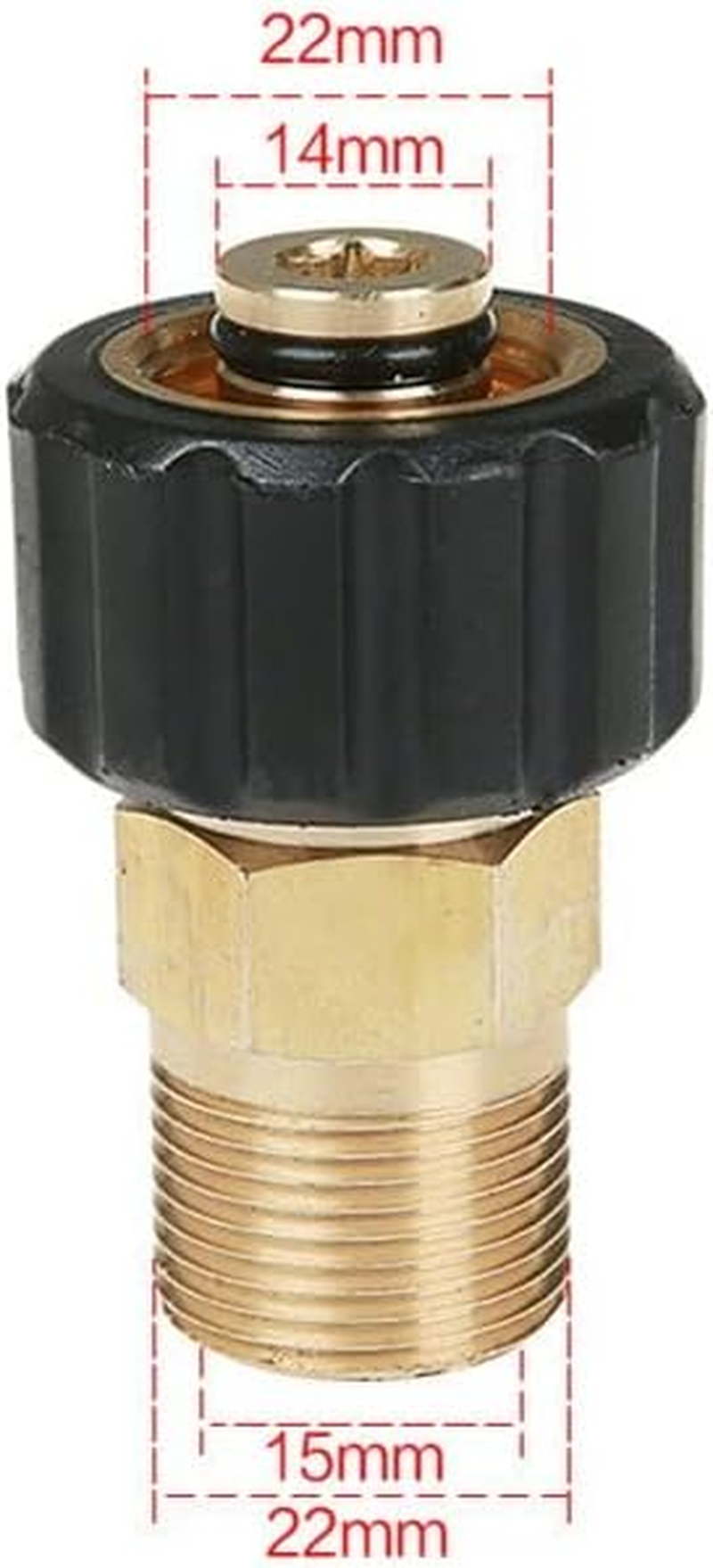 Brass Pressure Washer Fitting, Metric M22X15Mm(Pin) Female Convert to M22X14Mm Male Thread Connector Quick Connect Pressure Washer Gun Adapter Accessories Parts image number 5