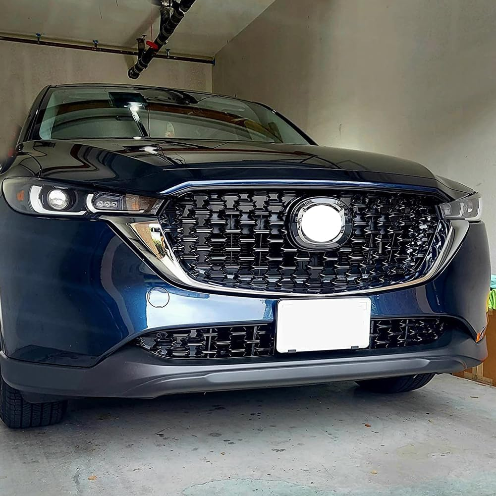 AOKIO Glossy Black Front Grille Inserts Bumper Grill Guard Molding Trim for Mazda CX5 CX-5 Accessories 2022 2023 2024 (Not for 2017-2021), 22CX5-XZWGS-01 - Carbon Fiber Style image number 4