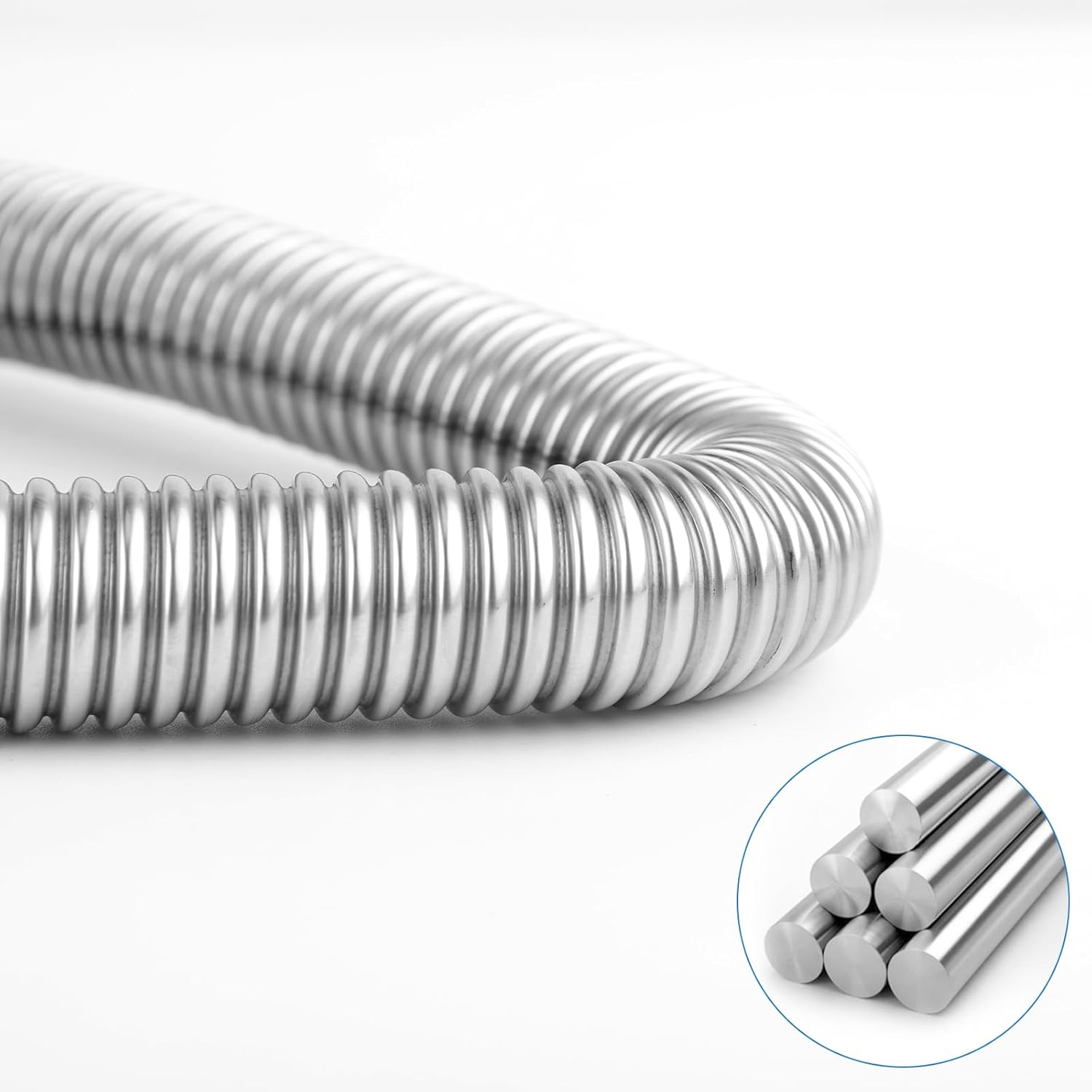 47.2In Diesel Heater Exhaust Pipe, 1" Inner Diameter Flexible Exhaust Tubing Stainless Steel Parking Air Heater Exhaust Hose Generator Exhaust Extension Pipe Car Accessories