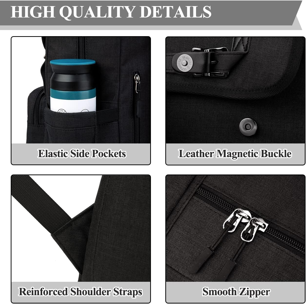 Laptop Backpack for Men Women,Vaschy Vintage Water Resistant Backpack Fit 15.6 Inch Casual Daypack for Business,College,Travel