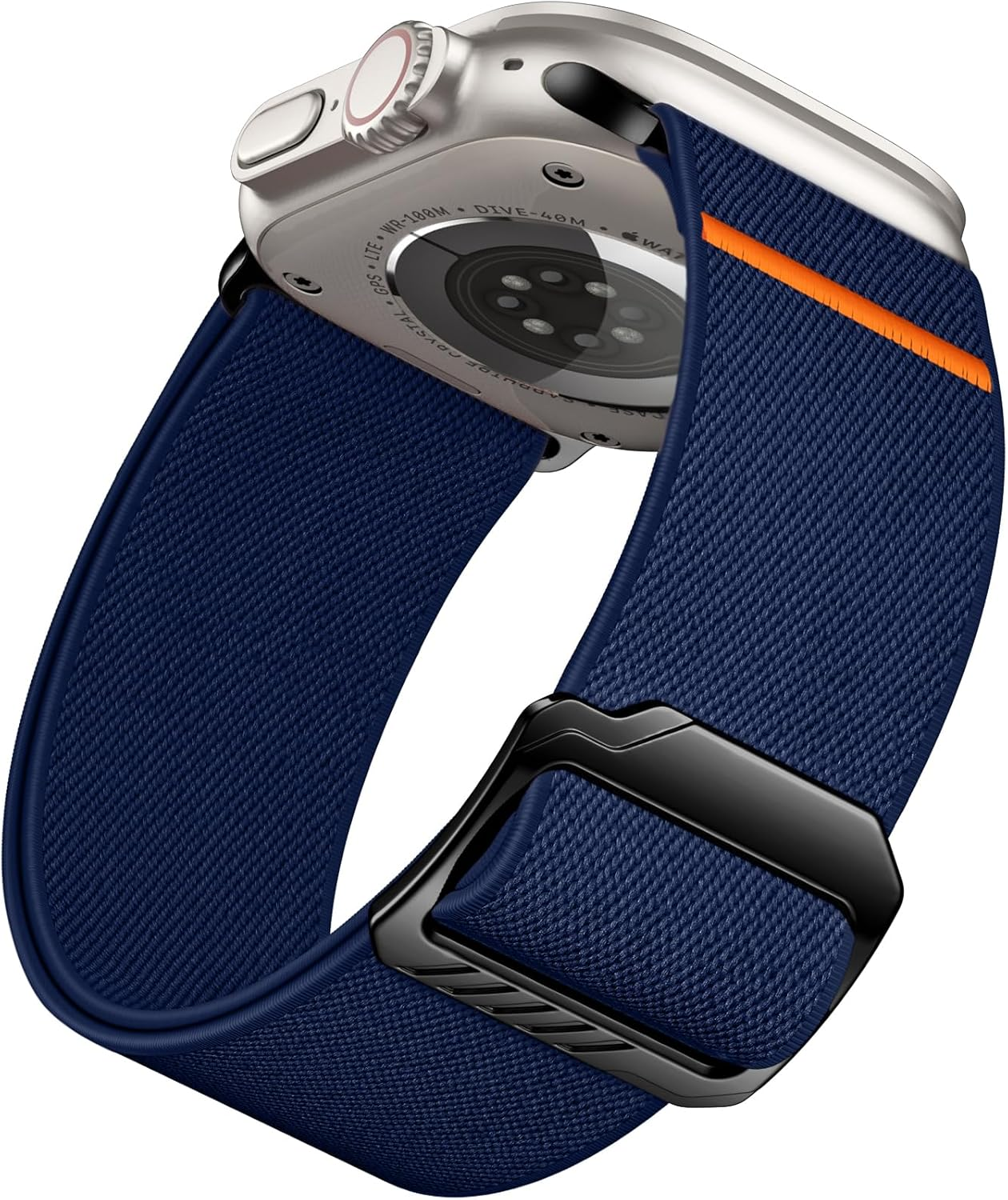 Witzon Elastic Sport Bands Compatible with Apple Watch Ultra 3 2 Band/Ultra Band 49Mm, Iwatch Series 11/10/9/8/7/6/5/4/3/2/1/SE 45Mm/44Mm/42Mm Stretchy Nylon Solo Loop Wide Replacement Strap Men Women - Black/Titanium image number 6