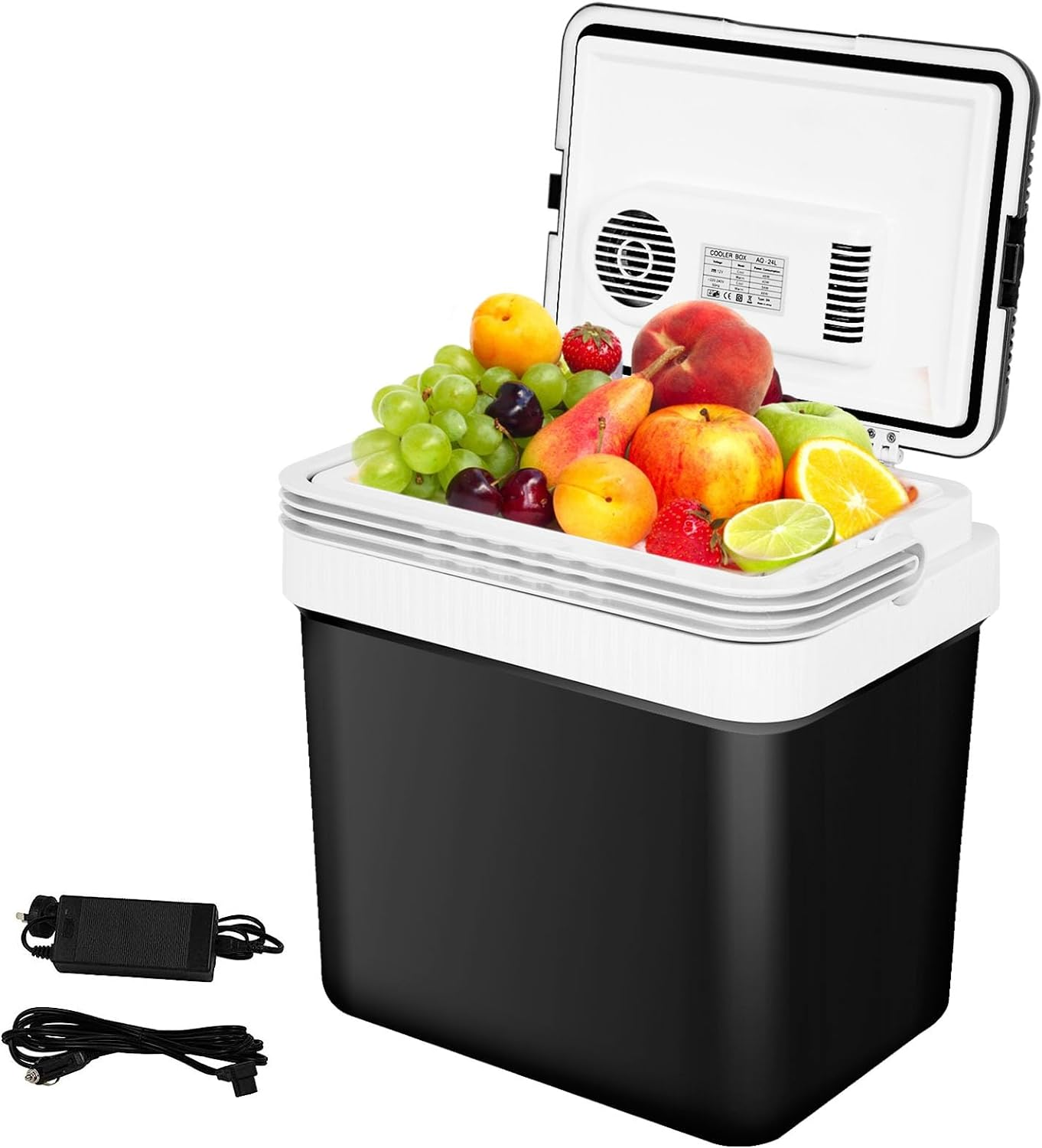Advwin Electric Cooler & Warmer with Handle | 24 L Portable Thermoelectric Fridge for Vehicles & Trucks| 220V AC Home Power Cord & 12V Car Adapter for Camping, Travel & Picnics - Black image number 3