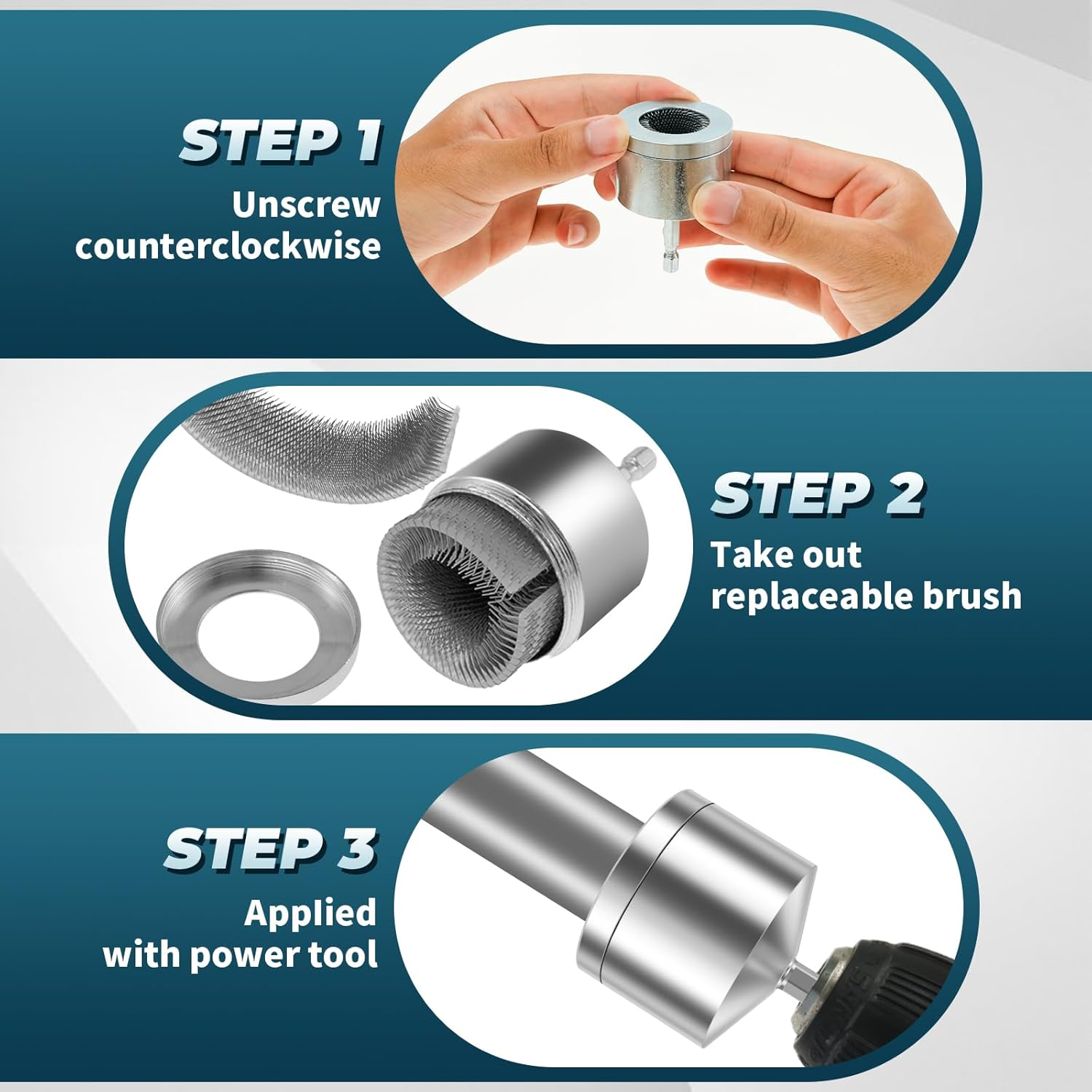 2Pcs Metal Copper Pipe Cleaner, 1/2" & 3/4" Copper Tube Cleaning Brush for Power Drill, Reusable Pipe Cleaner Brush with Replaceable Brushes, Copper Pipe Cleaning Tool for Electric Drill image number 1