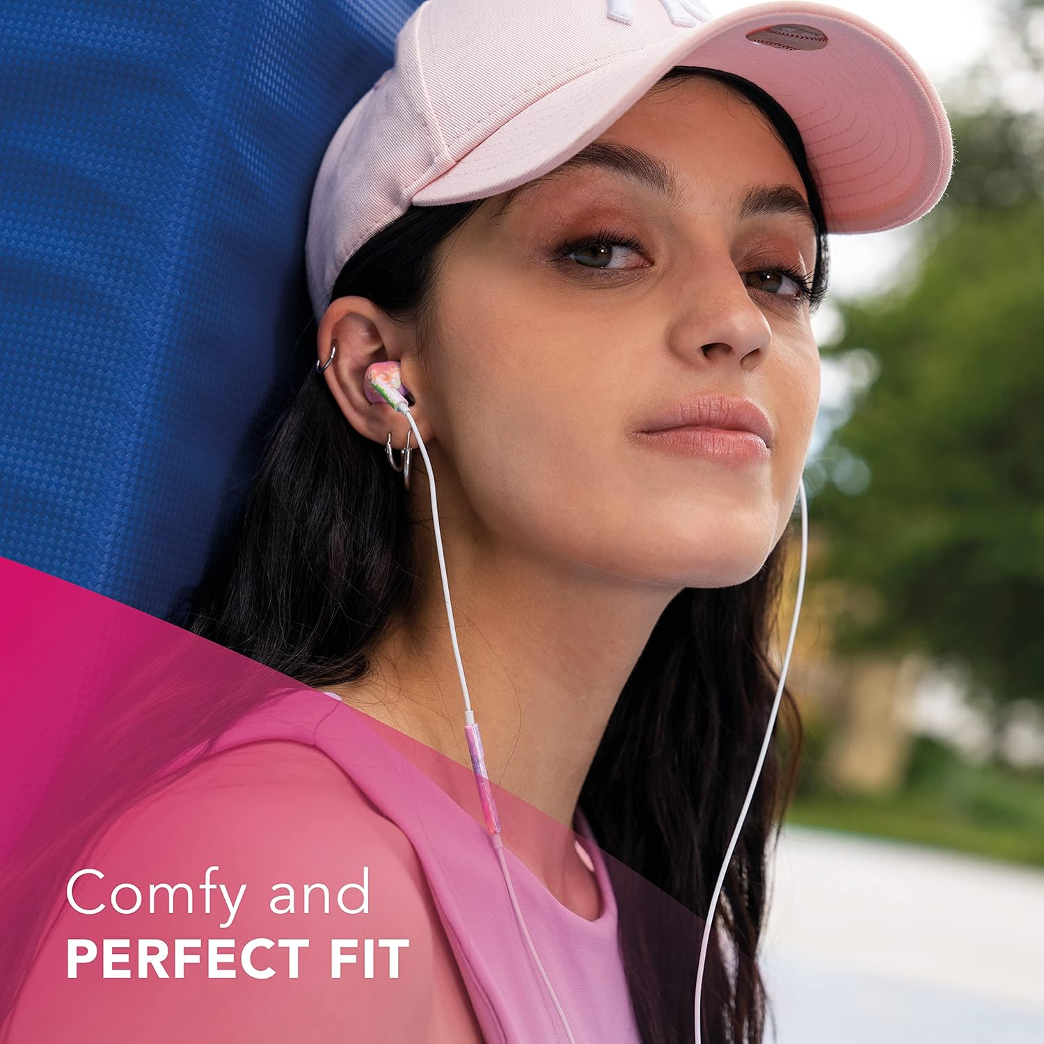 Music Sound | Fantasy Intra-Auriculaires Wired Headphones | Wired In-Ear Headphones with Microphone - 3.5Mm Jack - 1.2M Tangle-Free Cable - Animalier Design - Flower image number 2