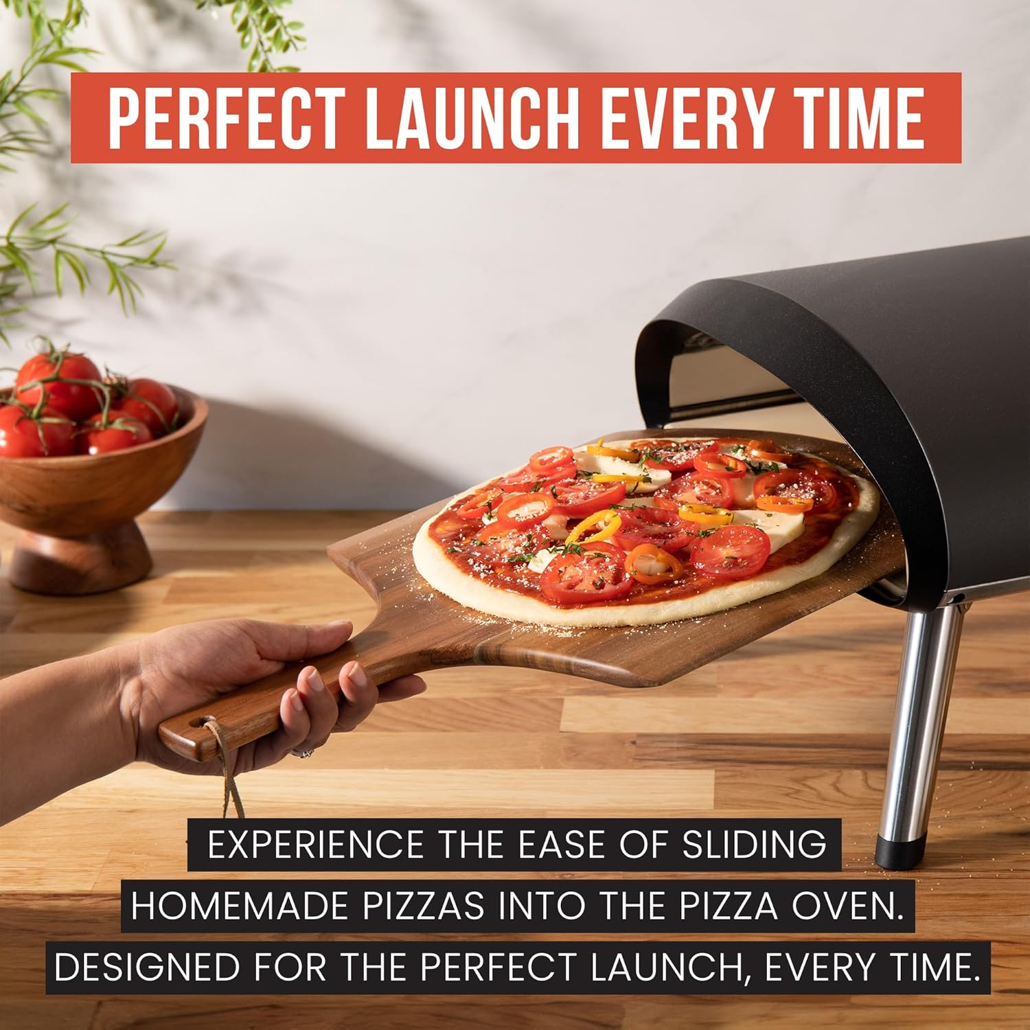 Chef Pomodoro - Pizza Peel - 30 Cm - Long Handle for Extra Burn Protection - Lightweight Pizza Shovel Made of Acacia Wood for Easy Use - Perfect as an Oven Accessory image number 6