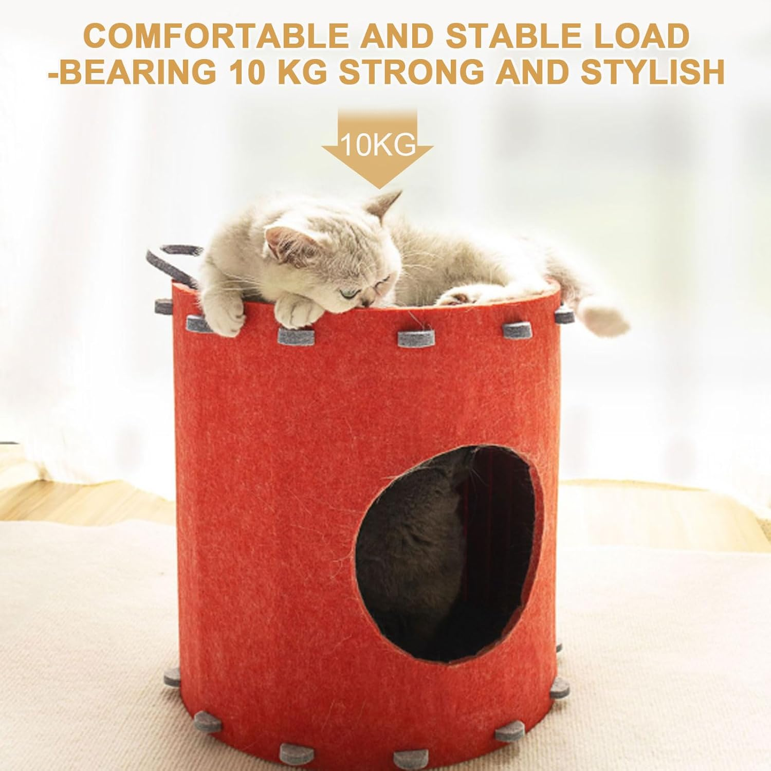 Cola Felt Cat Cave, 2 Levels, Felt Cat House, Cat Bed, Cat Cave for Cats, 42 X 41 X 41 Cm, Cat House for Rental, Cats for Sleeping, Hiding and Romping image number 4