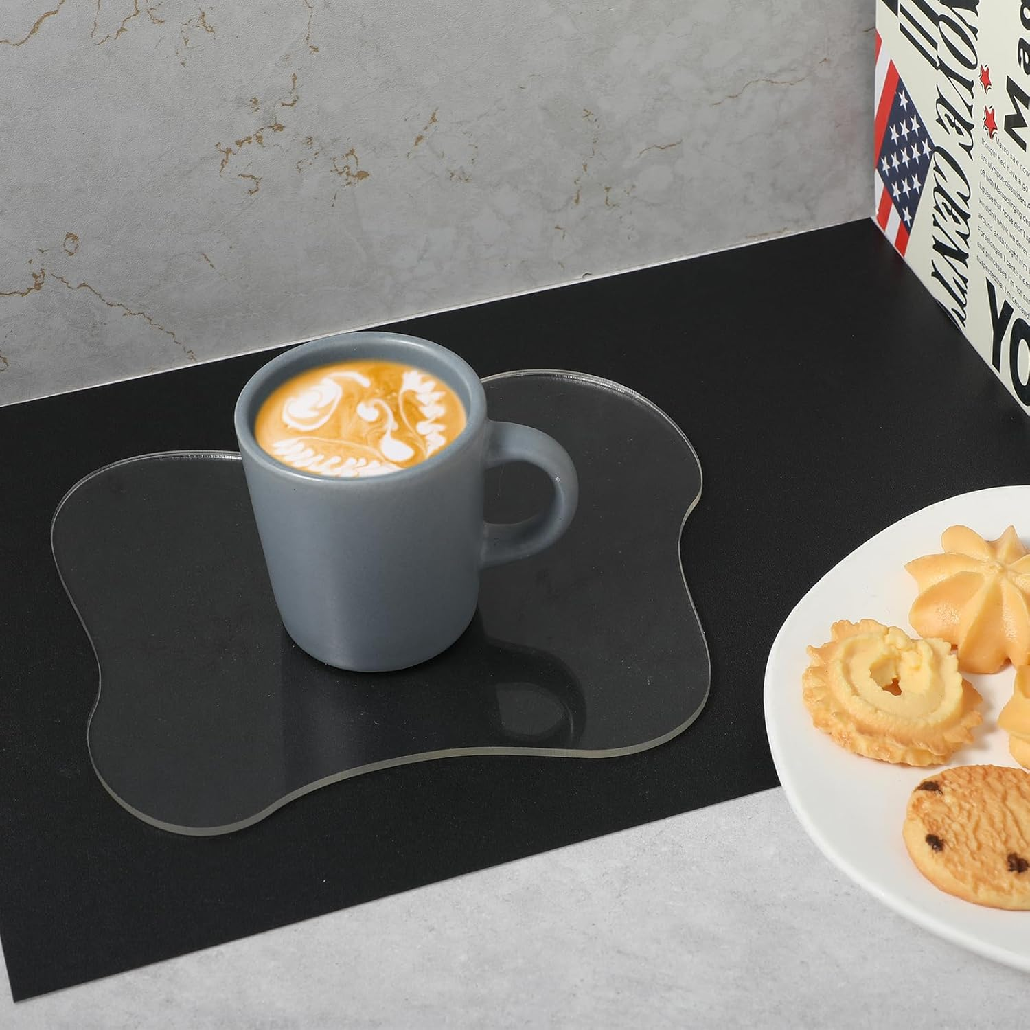 2 Packs Acrylic Coaster Transparent Irregular Bar Drink Coasters Coffee Cups Clear Decorative Plates Insulated Dish Mat for Desk Tabletop Protection Kitchen Office Ornaments Posing Props image number 4