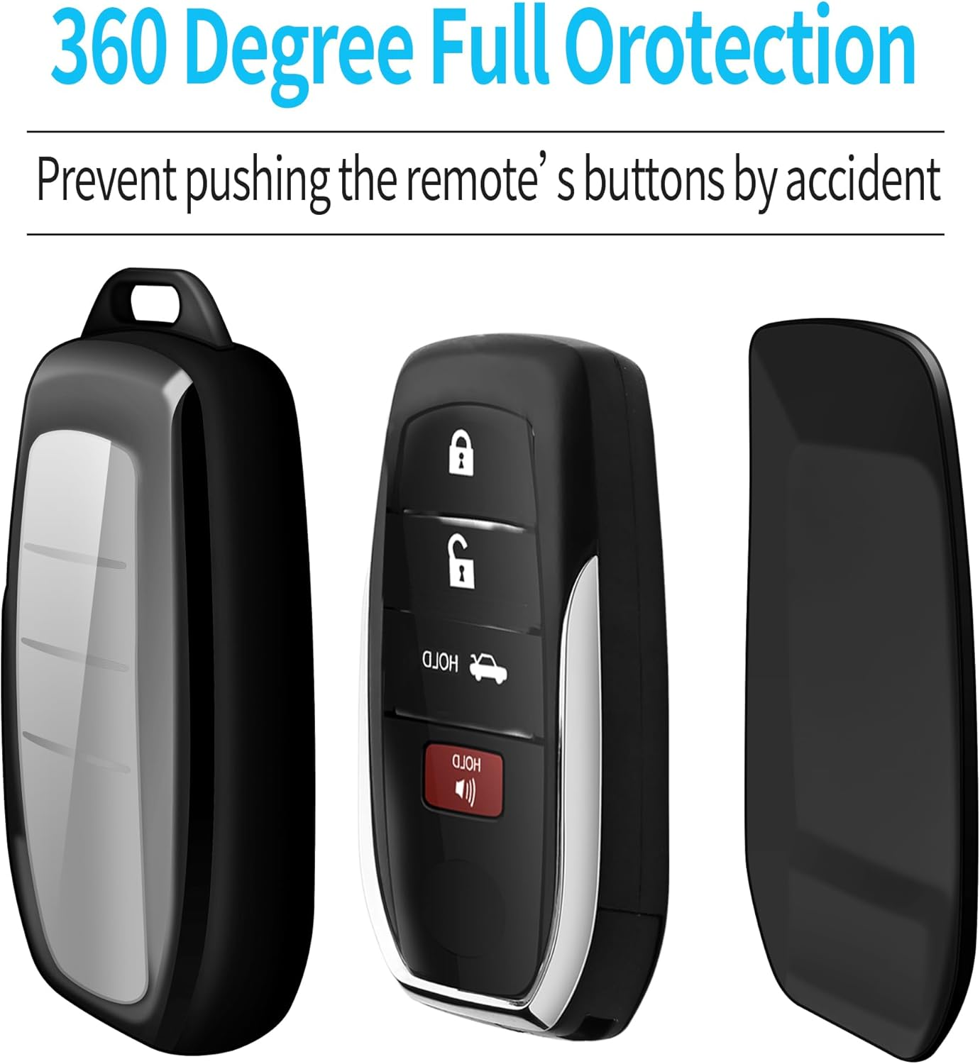 Tukellen for Toyota Key Fob Cover Soft Key Shell Case for 2025 Camry 2019-2025 Land Cruiser,2021-2025 Sienna Venza Hilux Fortuner 2023-2025 Highlander Tundra Corolla Bz4X Prius 4/5/6 Buttons-Black - Blue image number 2