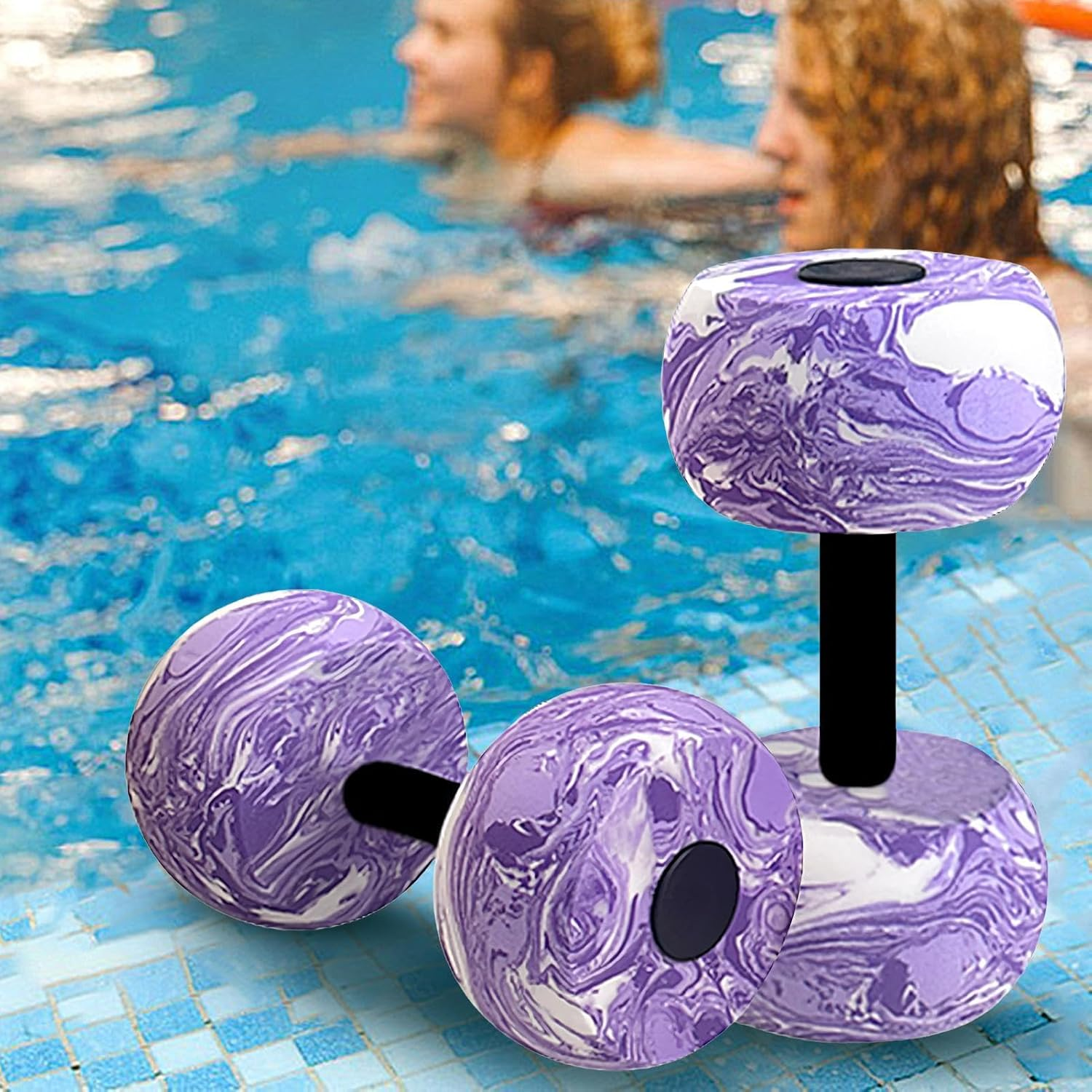 Pool Weights for Water Exercise, Aquatic Fitness Exercise Water Dumbbells, EVA Foam Water Weights Aqua Aerobics Equipment for Water Resistance Training - Camouflage Green image number 3