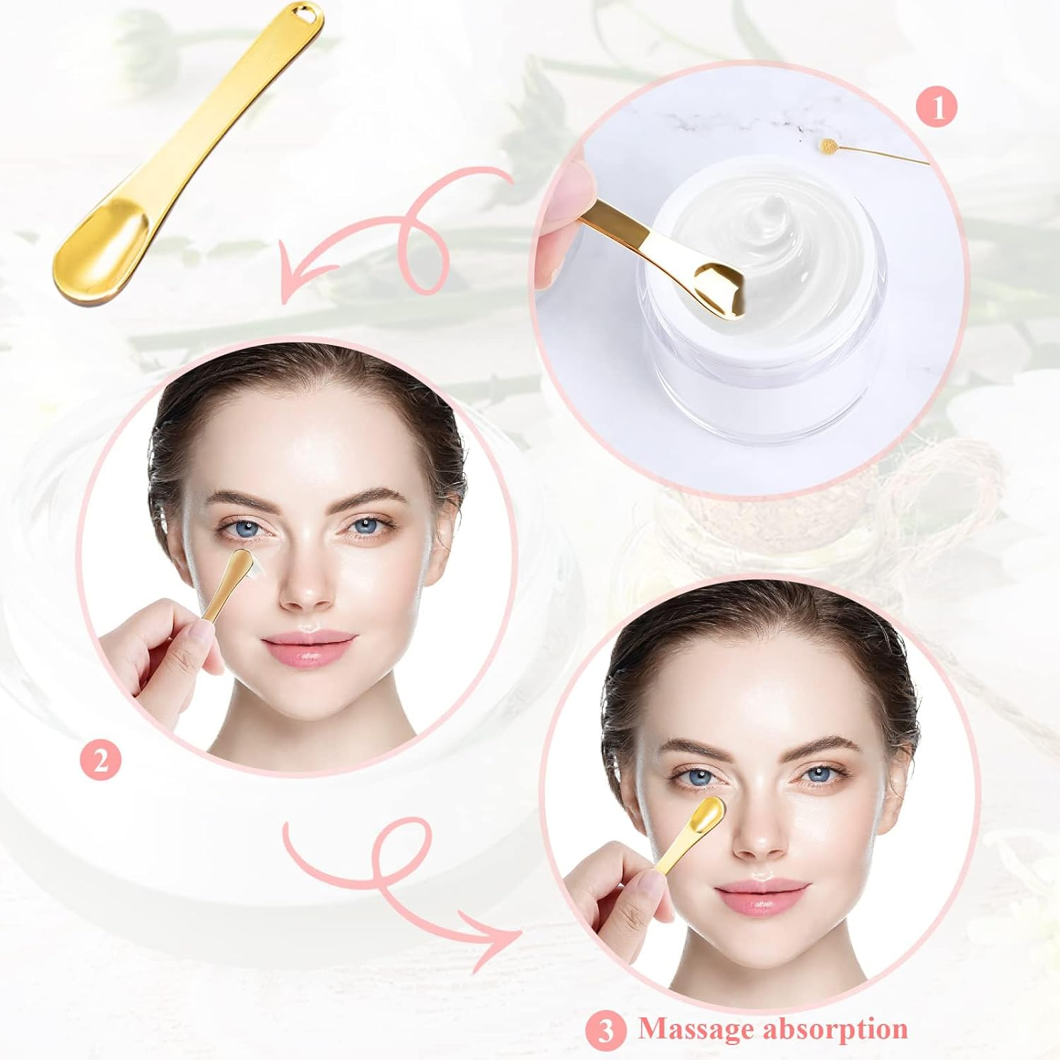 Heatunk 3PCS Airless Pump Bottle Set - Refillable Cream Jars with Leak-Proof Vacuum Technology - Portable Travel Cosmetic Moisturizer Containers with Cream Scoop - 15ML, 30ML, 50ML Sizes image number 2