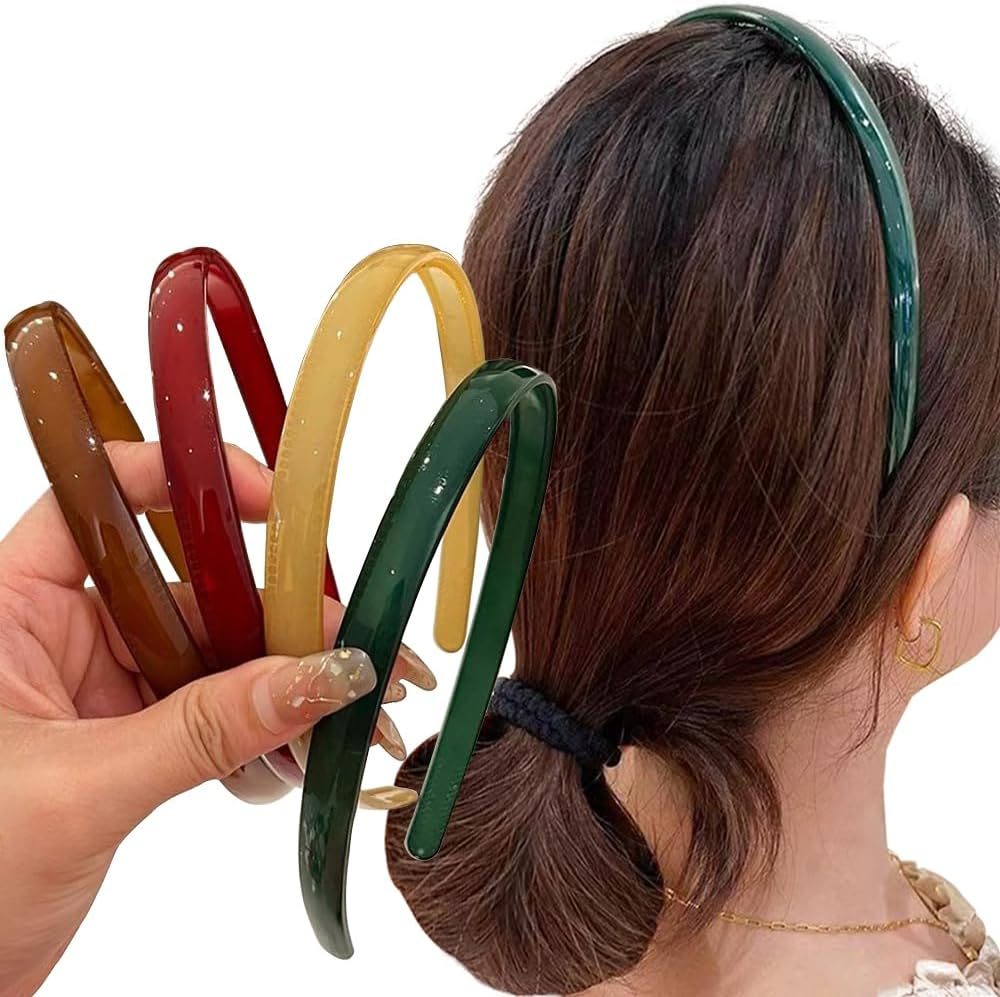 Pack of 4 Cute Headbands, Women'S Plastic Headband, Women'S Headband with Tooth Comb, Colourful Hair Band, Women'S Non-Slip Headband, Women'S Cute Retro Hair Bands, Headbands, Women'S Hair Band, Women image number 3