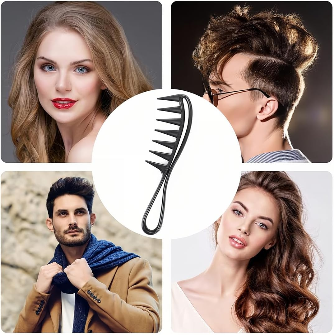 3 X Professional Hairdressing Comb, Wide Comb, Double Sided Wide Coarse Tooth Comb, Antistatic Retro Wide Tooth Comb Hair Comb Styling Hair Combs for Curly Wet Long Hair image number 4