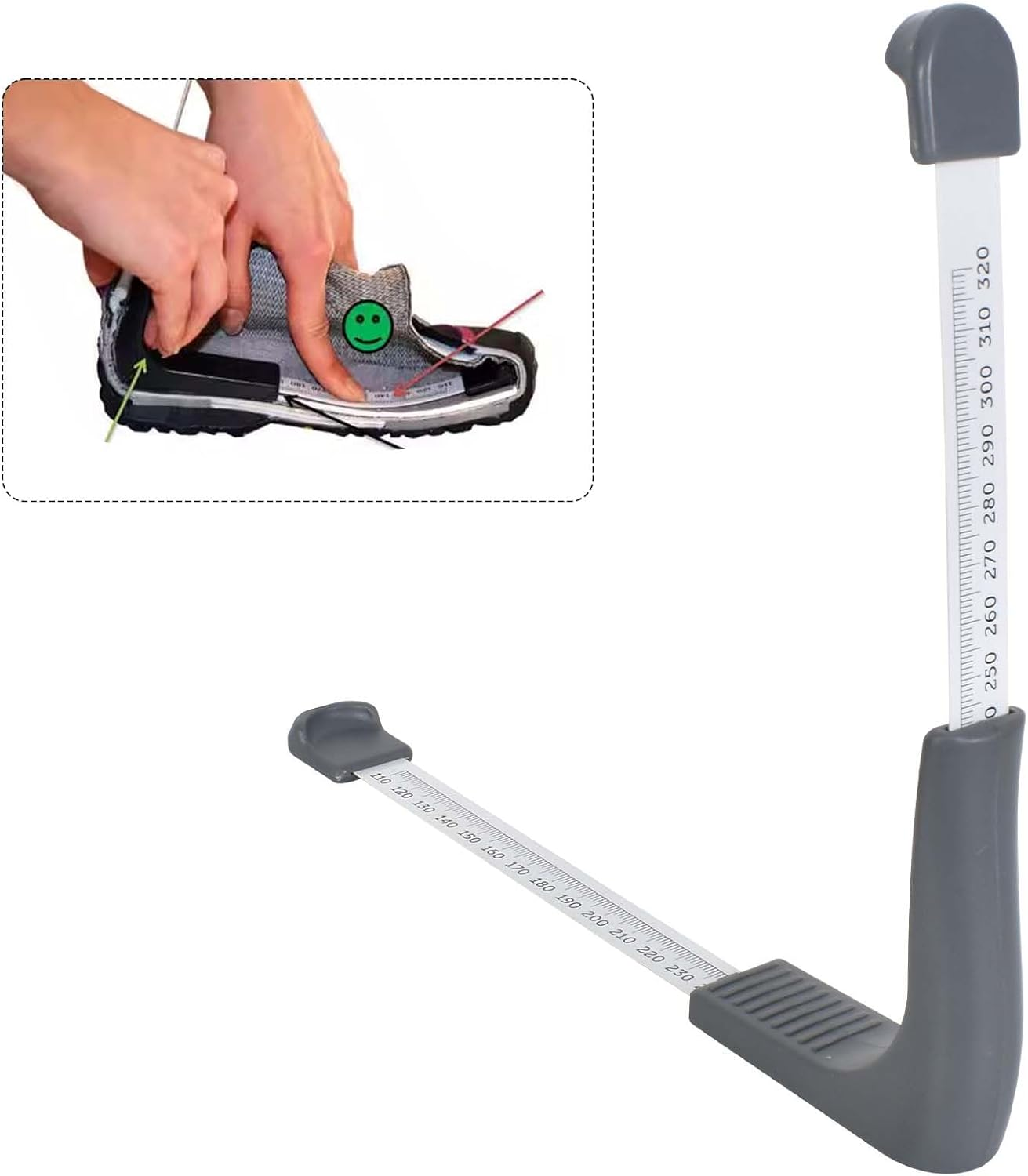 Telescopic Shoe Gauge, 110-320 Mm Shoe Measuring Ruler for Measuring Shoe Size, Portable Shoe Sizes, Foot Gauge, Foot and Inner Shoe Measuring Device, Shoe Size Gauge for Children, Adults image number 4