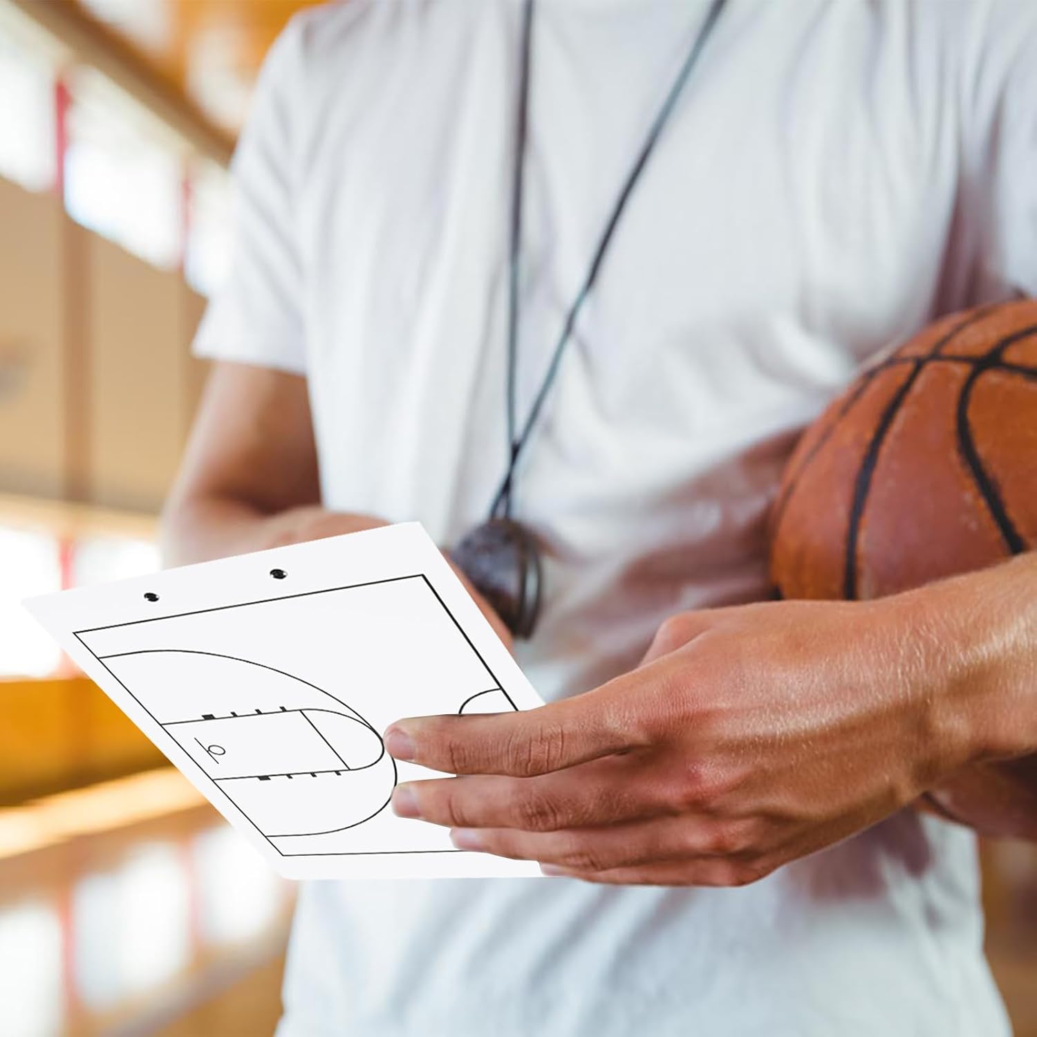 2 Pcs Basketball White Board for Coaches,13.7''&times;8.6''Basketball Dry Erase Board for Coaches,Basketball Clipboard for Coaches,Basketball Board for Coaches,Include 2 Whistles image number 4