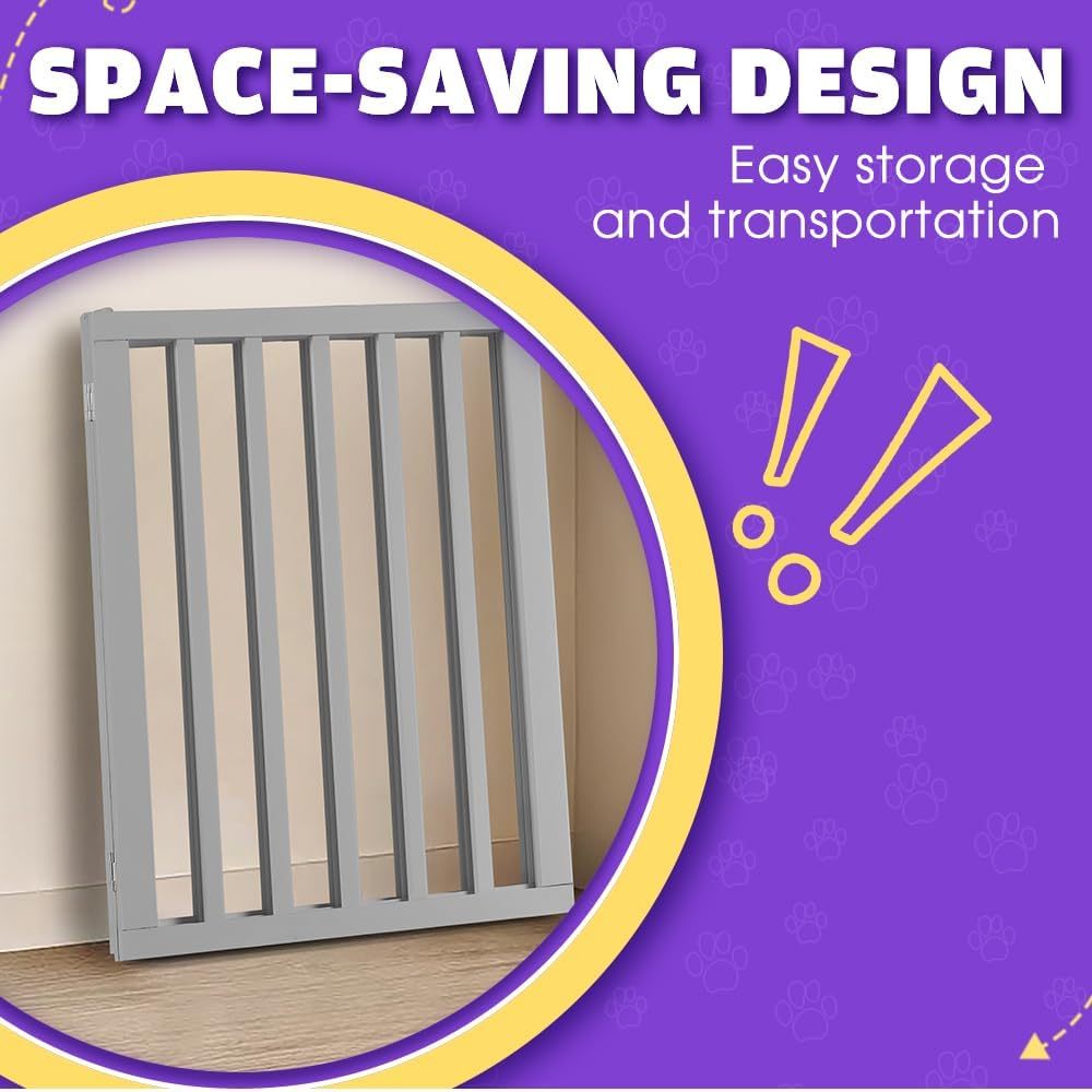 Petzly Collapsible Dog Gate, Freestanding Pet Barrier for Puppies, Small Dogs, and Cats - Ideal for House Stairs, Doorways, and Bedrooms, No-Drill, Indoor/Outdoor, 3-Panel - 141CM X 61CM, Grey image number 4