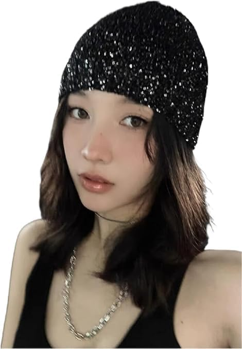 Sequin Knitted Beanie Hat for Women Men Glitter Winter Skull Caps Outdoor Windproof Cold Weather Bonnet image number 6