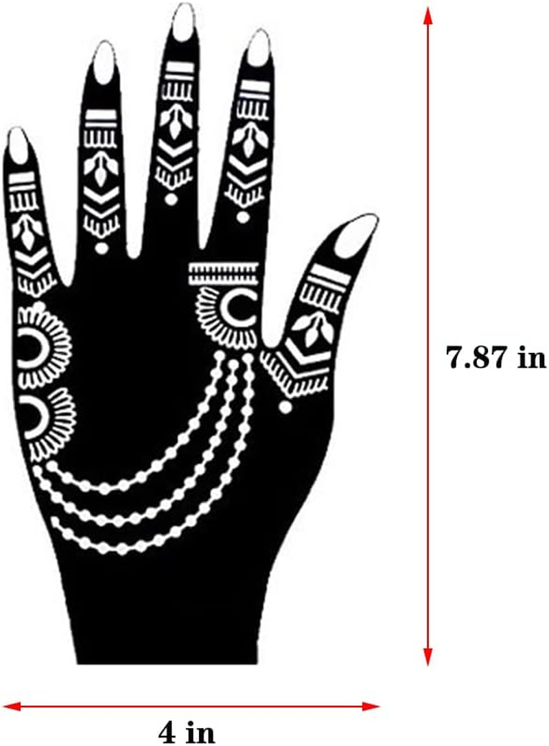 8 Pieces India Henna Tattoo Stencil Set for Women Girls Hand Finger Body Paint Temporary Tattoo Templates 20 X 10.5Cm image number 1