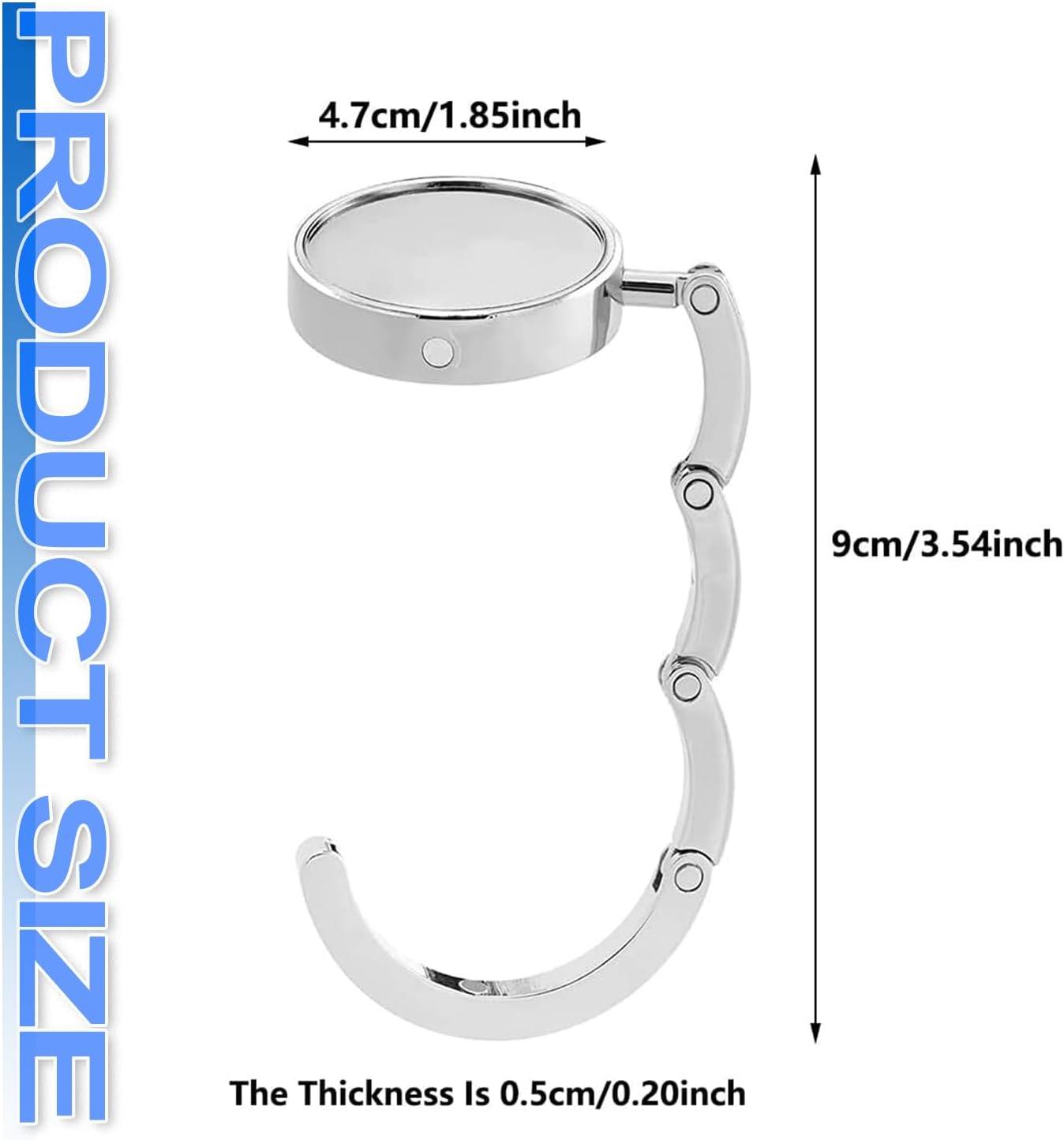 BEANPRECOY 4 Pcs Portable Handbag Hooks for Tables Zinc Alloy Metal Hook Long Handbag Hanger Storage Table Hook Non-Slip Folding Purse Hangers Table Bag Hook Holders for Restaurant Bar and Office image number 1