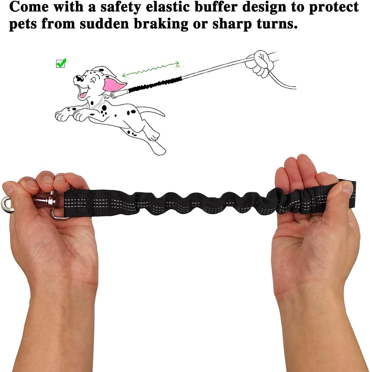 2 PCS Dog Seat Belt,Yucool Retractable Dog Car Seat Belts Safety Dog Seat Car Harness for Car Travel with Stainless Hook and Elastic Bungee Buffer(Black) image number 2