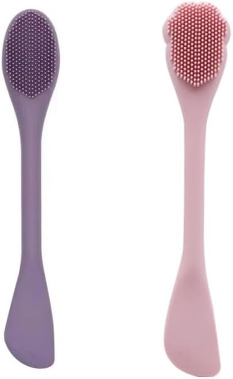 2 Pack Facial Cleansing Brush Set, 2-In-1 Cat Paw Silicone Face Scrubber. Used for Exfoliation, Massagem, Blackhead Removal, and Boby Lotion Application, Cleansing Skincare Tool (Pink/Purple)