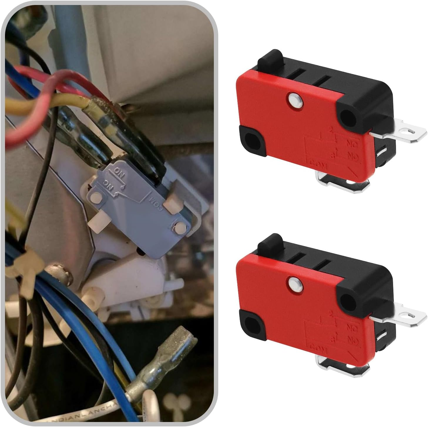 VGOL 5Pcs V-15-1C25 Micro Limit Switch 2 Pin Instantaneous Button Switch SPDT Quick Action Microswitch Suitable for Electrical and Electronic Equipment