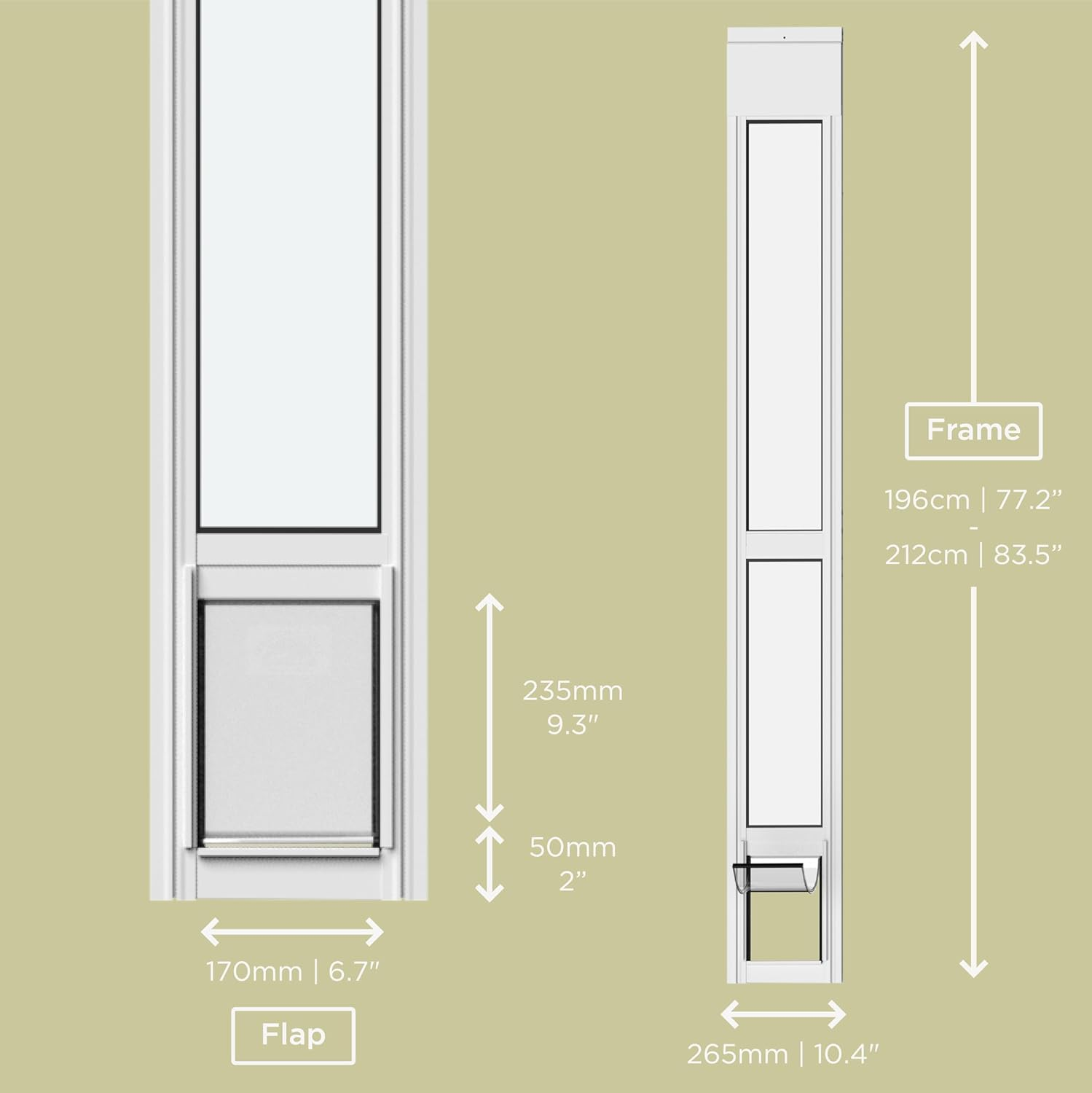 Small White Glass Patio Pet Door image number 5