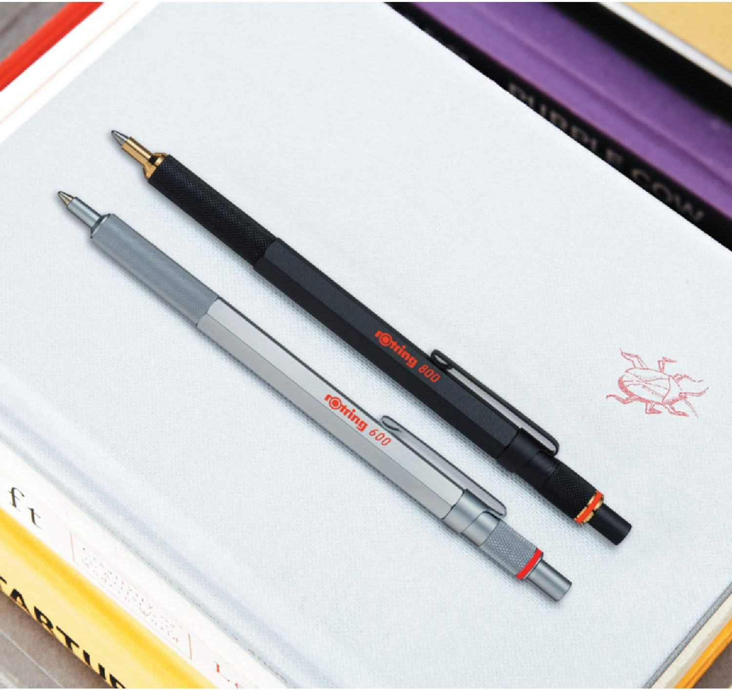 Rotring 600 Ballpoint Pen | Medium Point | Black Ink | Silver Metal Barrel with Non-Slip Knurled Grip | Refillable image number 2