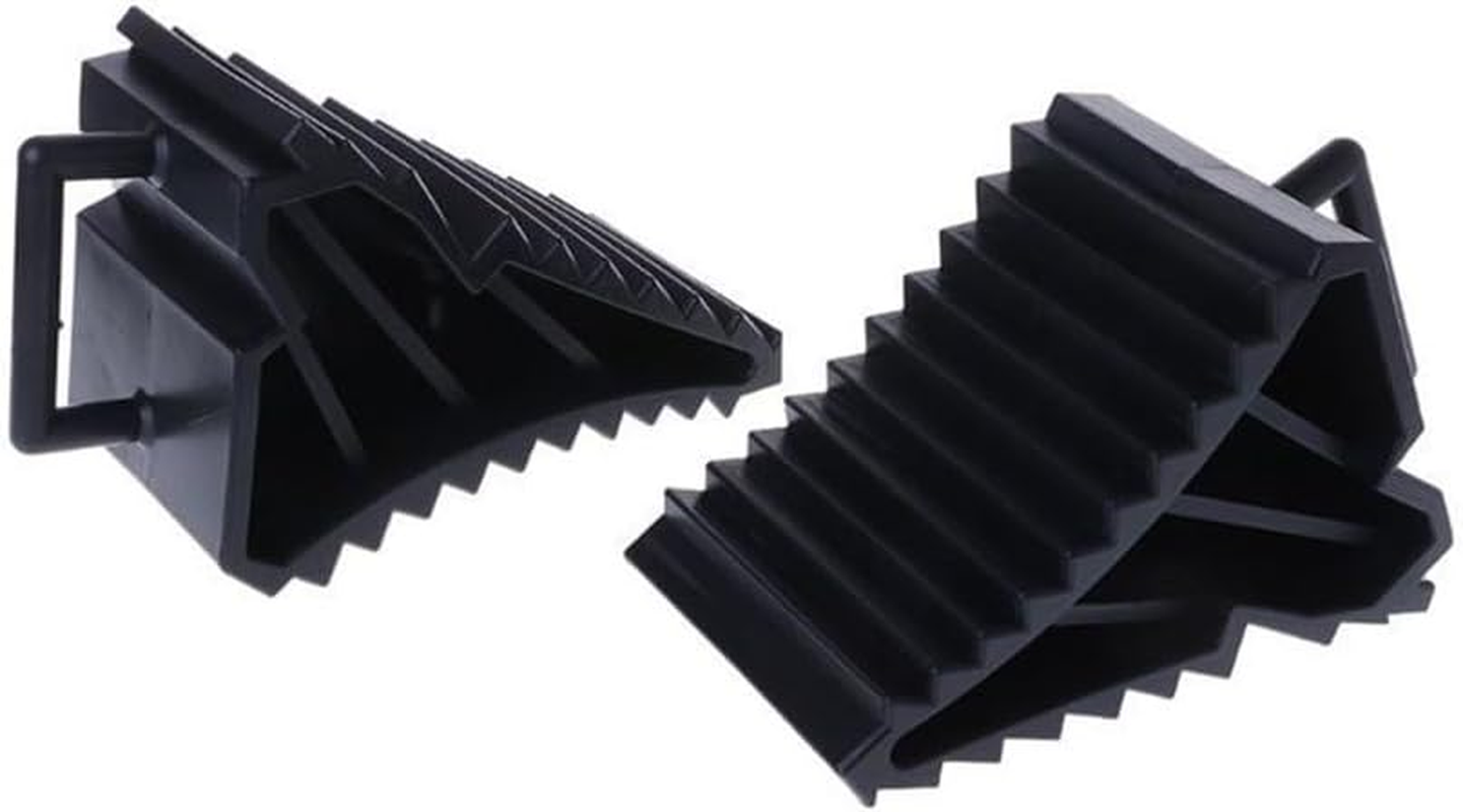 QXKSPG 2 Pcs Antislip Vehicle Car Truck Wheel Tire Chock Stop Block Black Wheel Trims Set image number 5